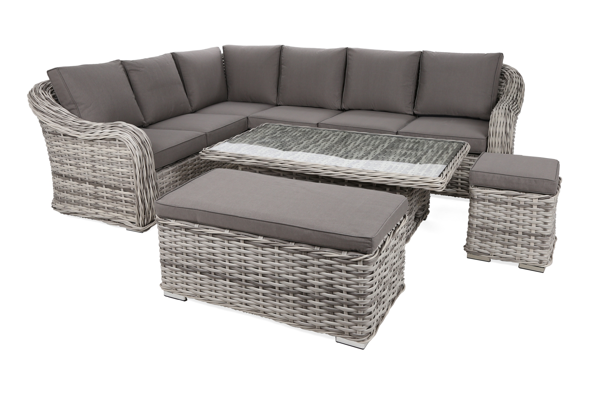 Narożny zestaw mebli ogrodowych Foggia Plus Light Grey / Grey Narożny zestaw mebli ogrodowych Foggia Plus Light Grey / Grey