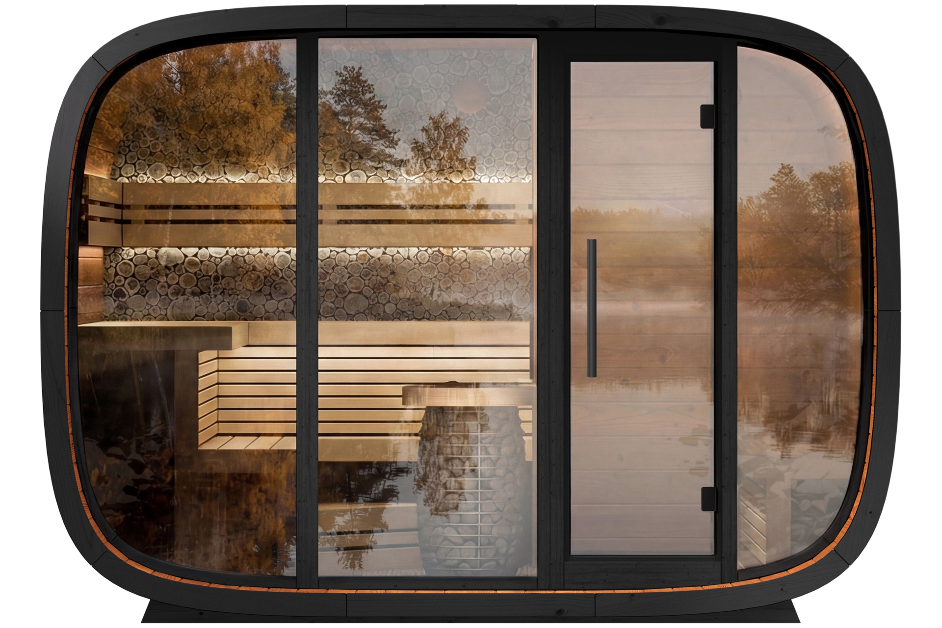 Sauna fińska zewnętrzna Leil® Saunas Round Cube Double 2.6 6-osobowa