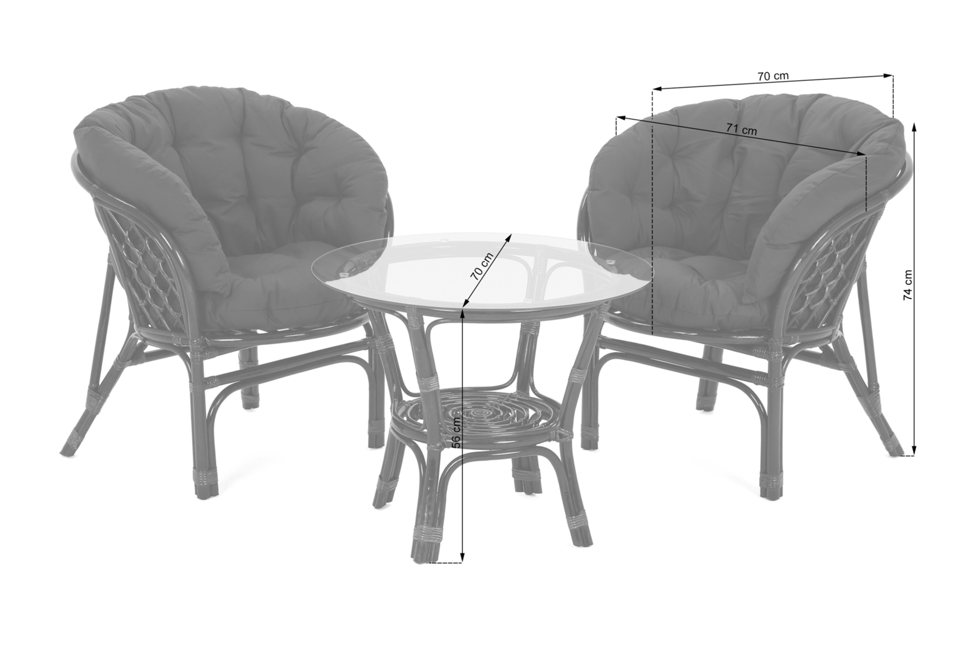 Komplet rattanowych mebli ogrodowych - idealnych na balkon i taras Meble ogrodowe rattanowe Bahama Brown / Cappuccino 2+1