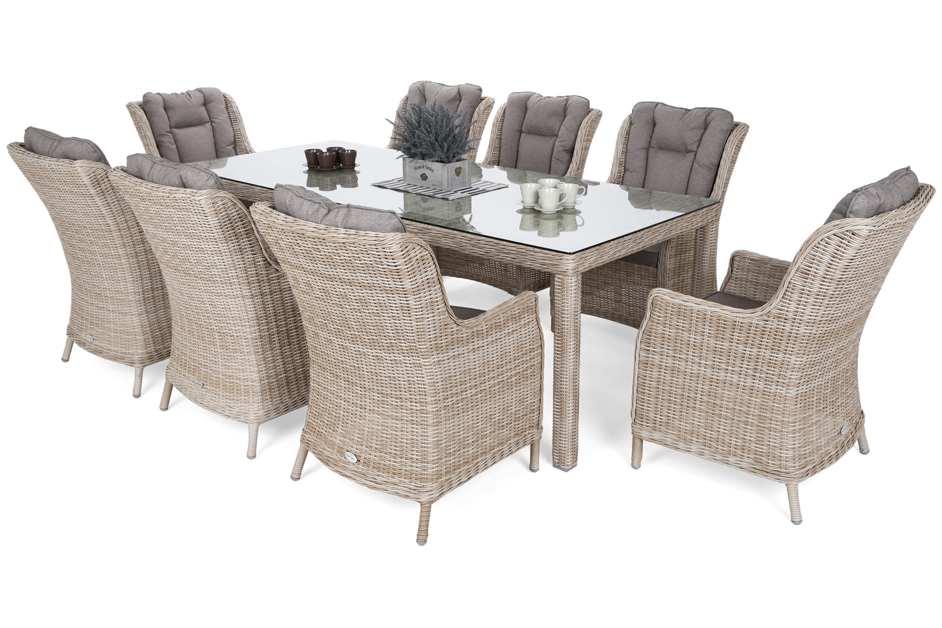 Meble ogrodowe technorattanowe Bristol 230 cm Beige / Beige Melange 8+1