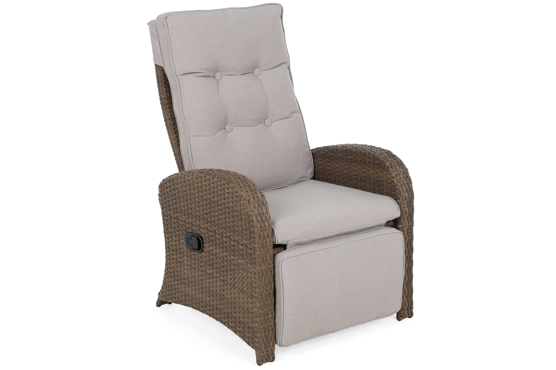 Meble ogrodowe technorattanowe Saloniki Brown / Beige - dla 2 osób - z regulacją oparcia i podnóżka Meble ogrodowe technorattanowe Saloniki Brown / Beige