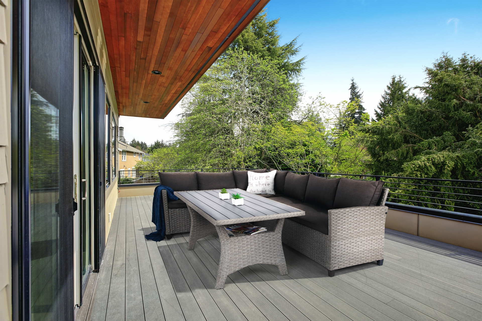 Narożnik ogrodowy technorattanowy Lagos Muddy Grey / Black Melange