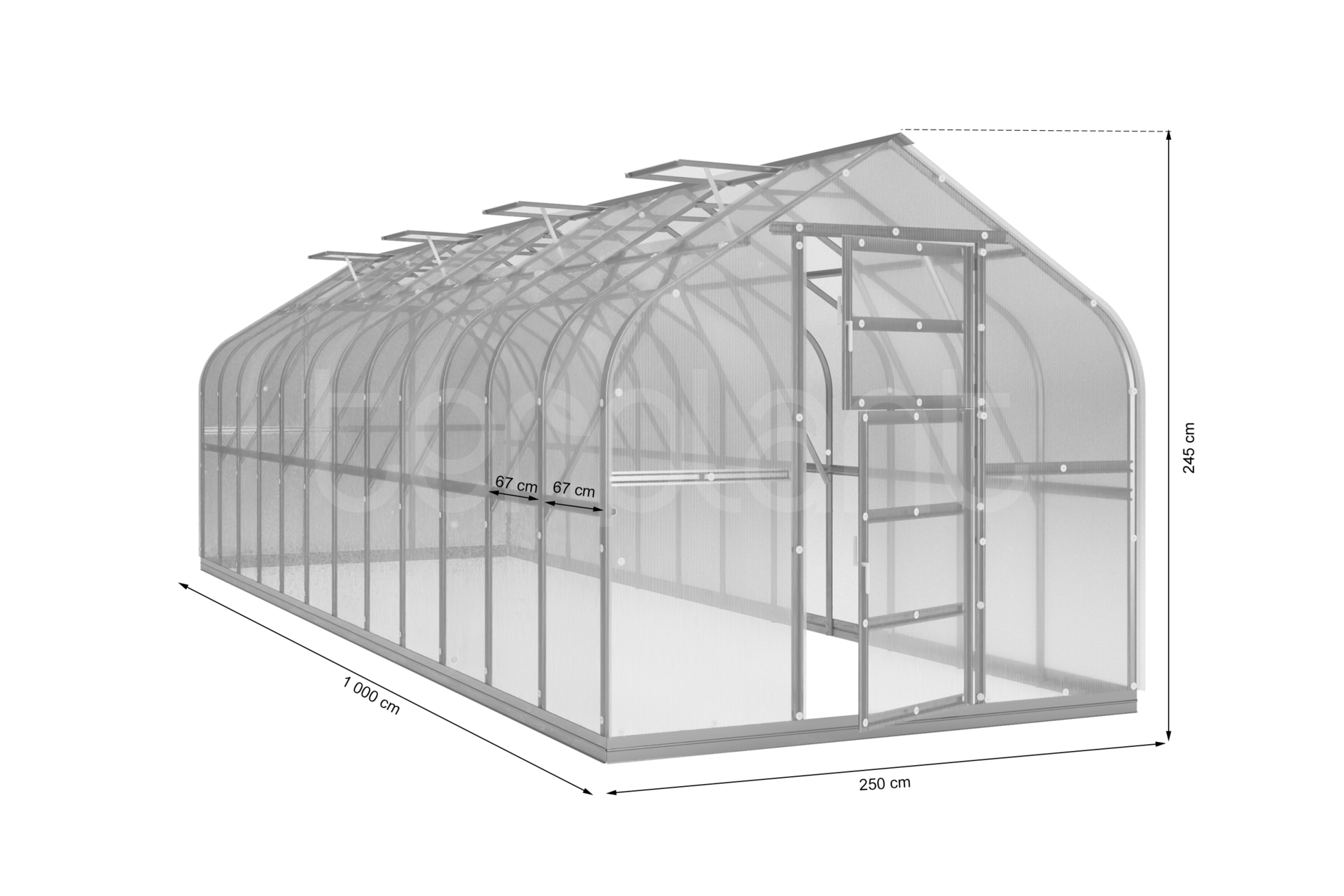 Szklarnia ogrodowa z poliwęglanu Terplant Pro 2,5x10 m