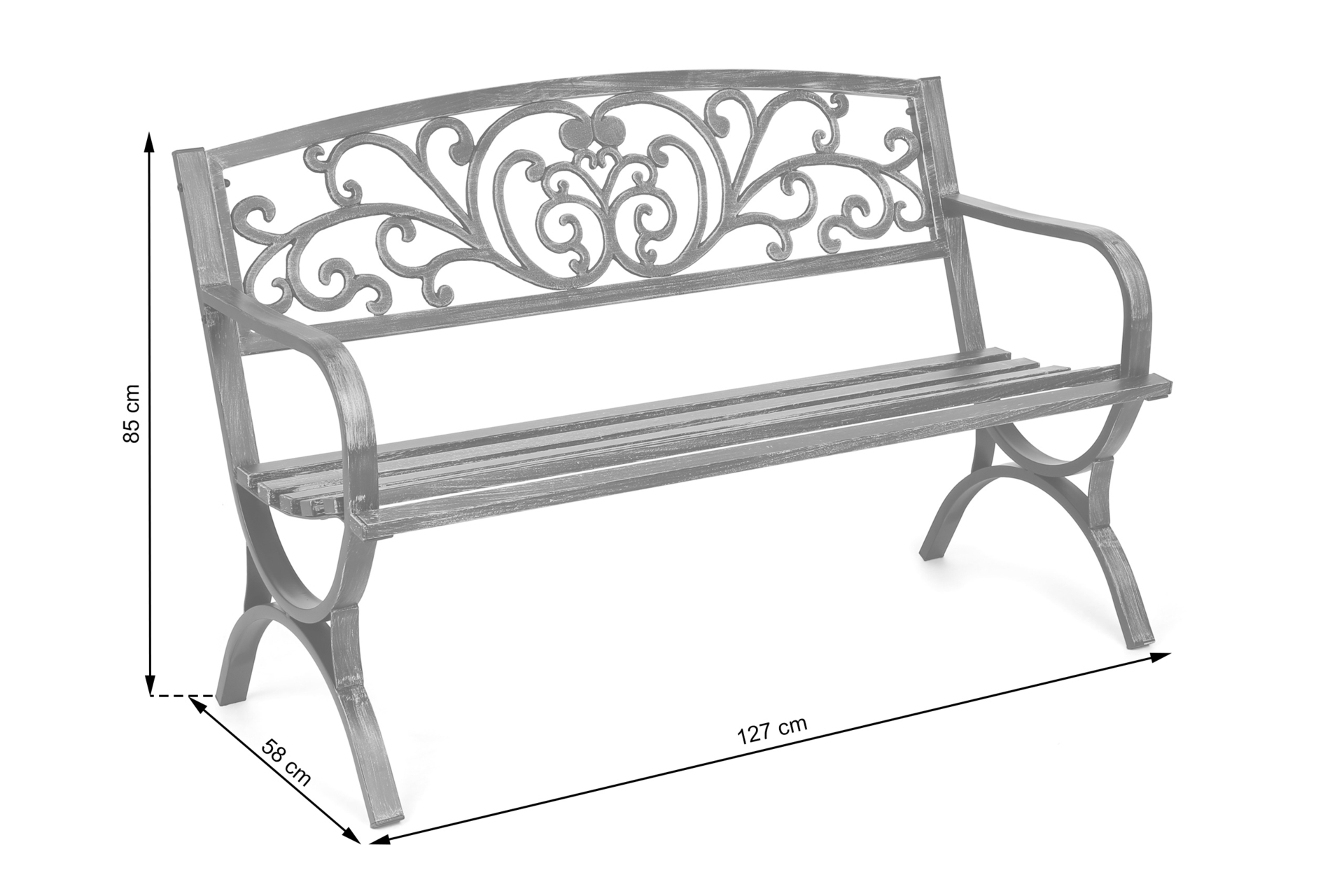 Ławka ogrodowa metalowa Flowers Green