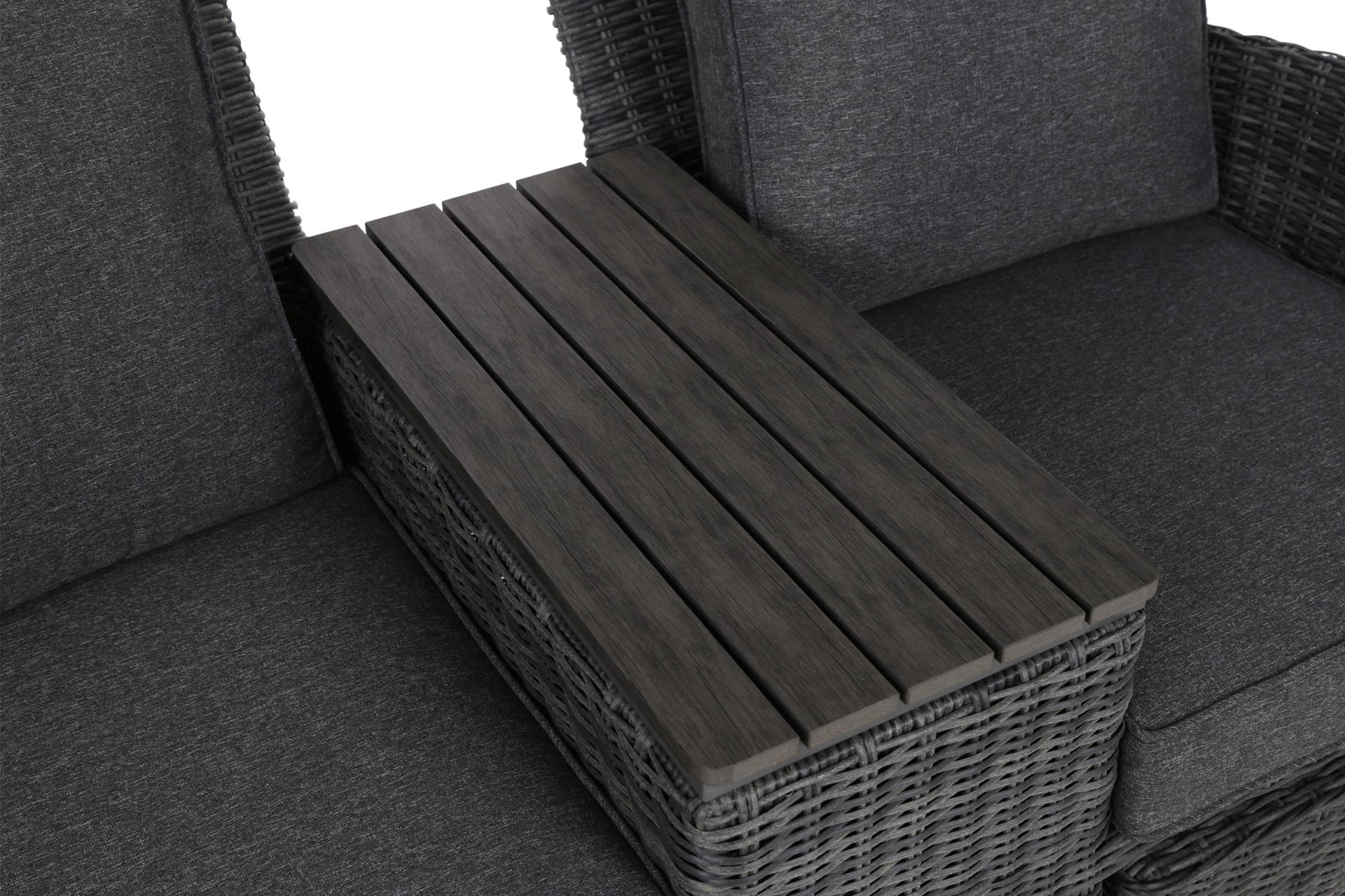 Sofa ogrodowa Milos Plus Grey / Grey Melange - dla 2 osób - z podnóżkami Sofa ogrodowa Milos Plus Grey / Grey Melange