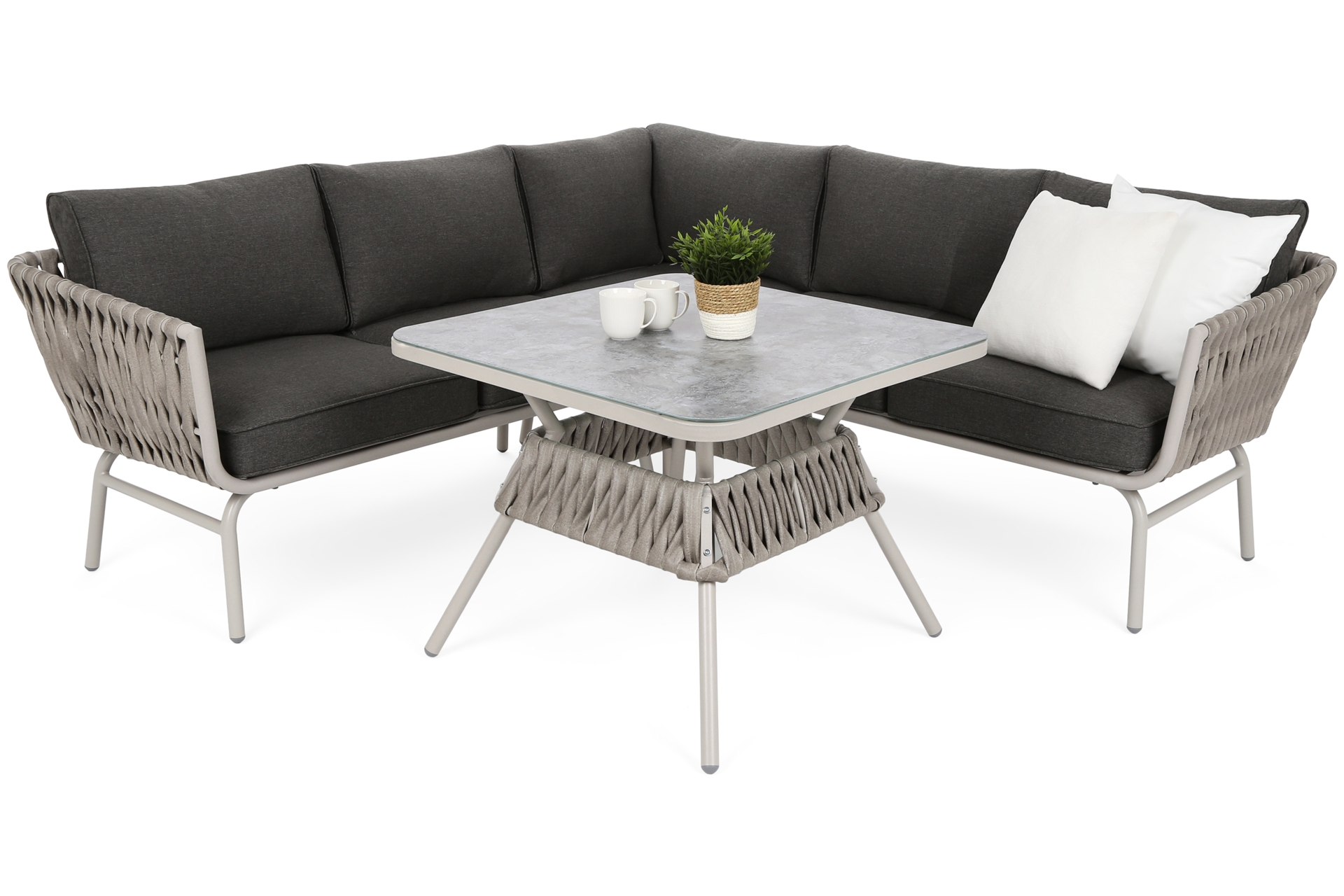 Narożnik ogrodowy technorattanowy Tasos Cream / Grey Melange