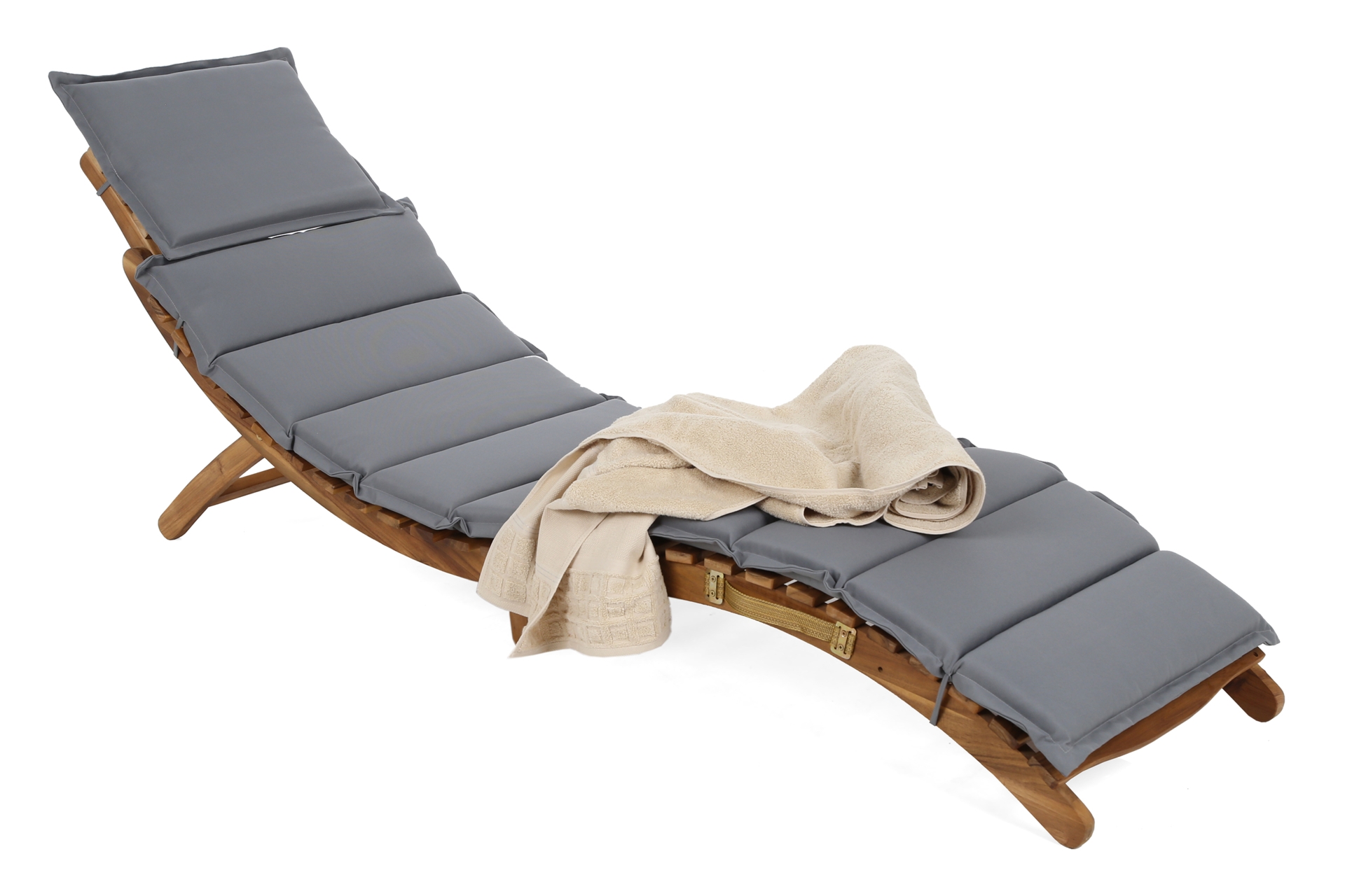 Leżanka ogrodowa drewniana Akacja Lux z poduszką