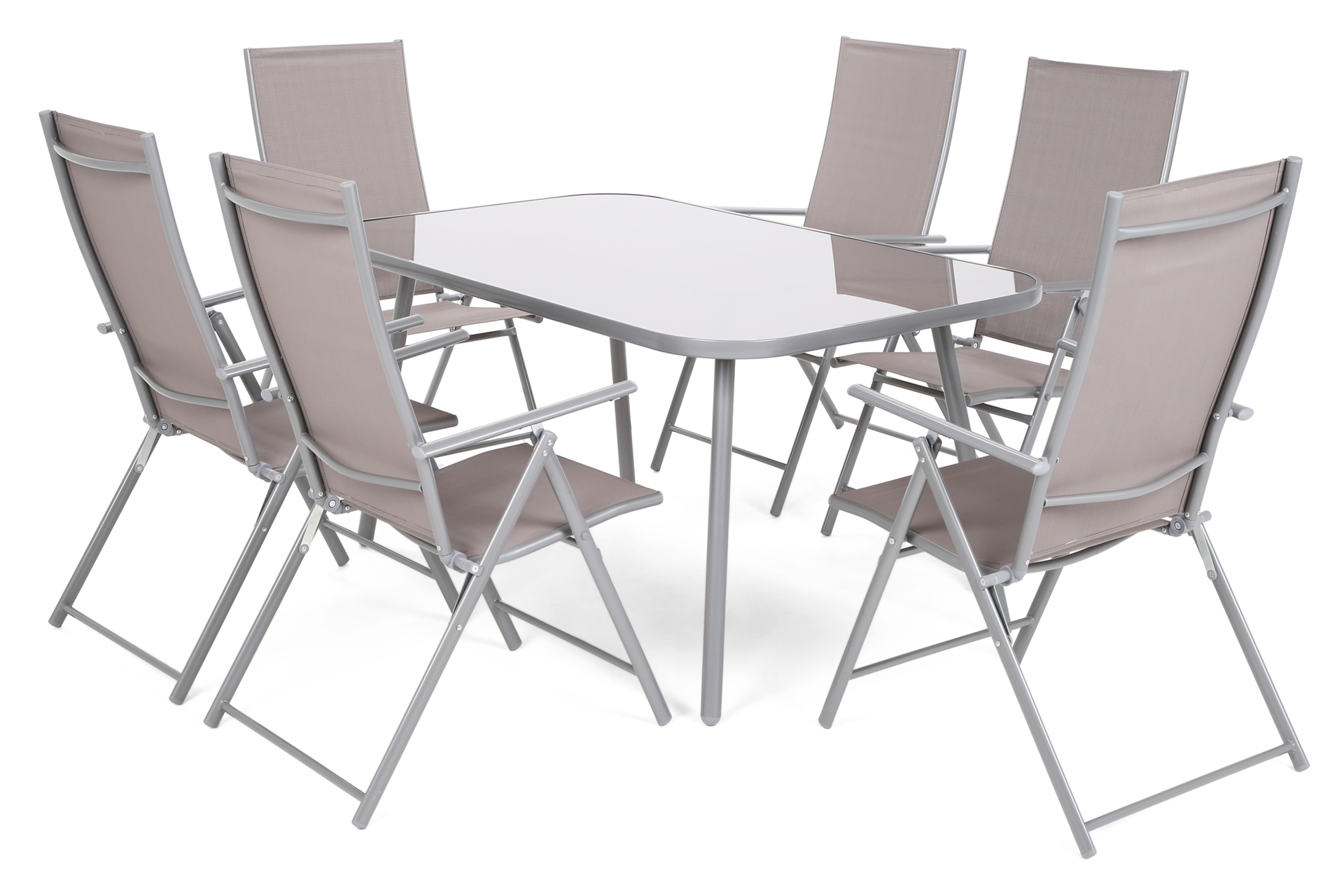 Meble ogrodowe metalowe Casablanca 150 cm Silver / Taupe 6+1