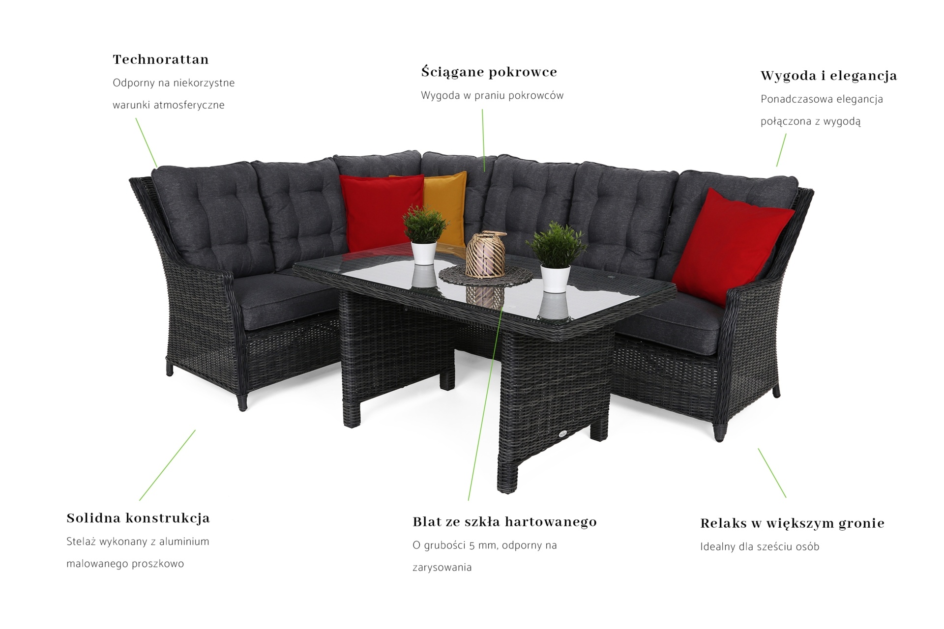 Narożnik technorattanowy lewy Alicante Grey / Grey Melange