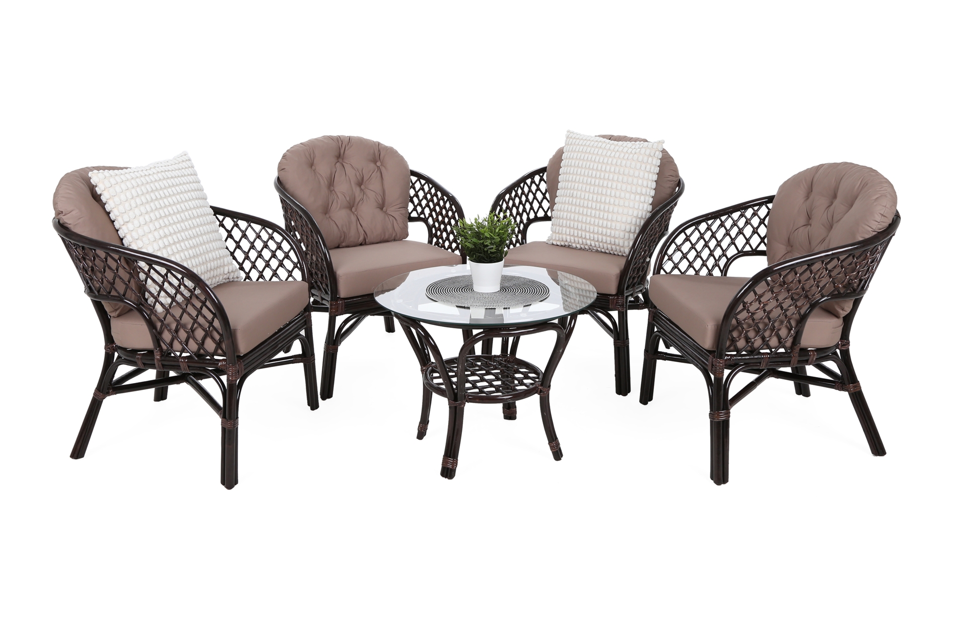 Meble ogrodowe rattanowe Havana Brown / Cappuccino 4+1