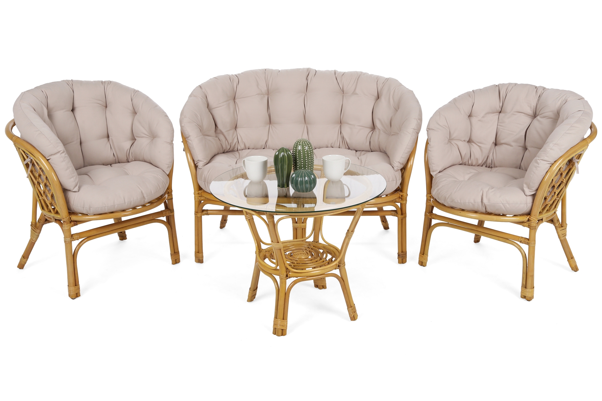 Meble ogrodowe rattanowe Bahama Honey / Cream 3+1