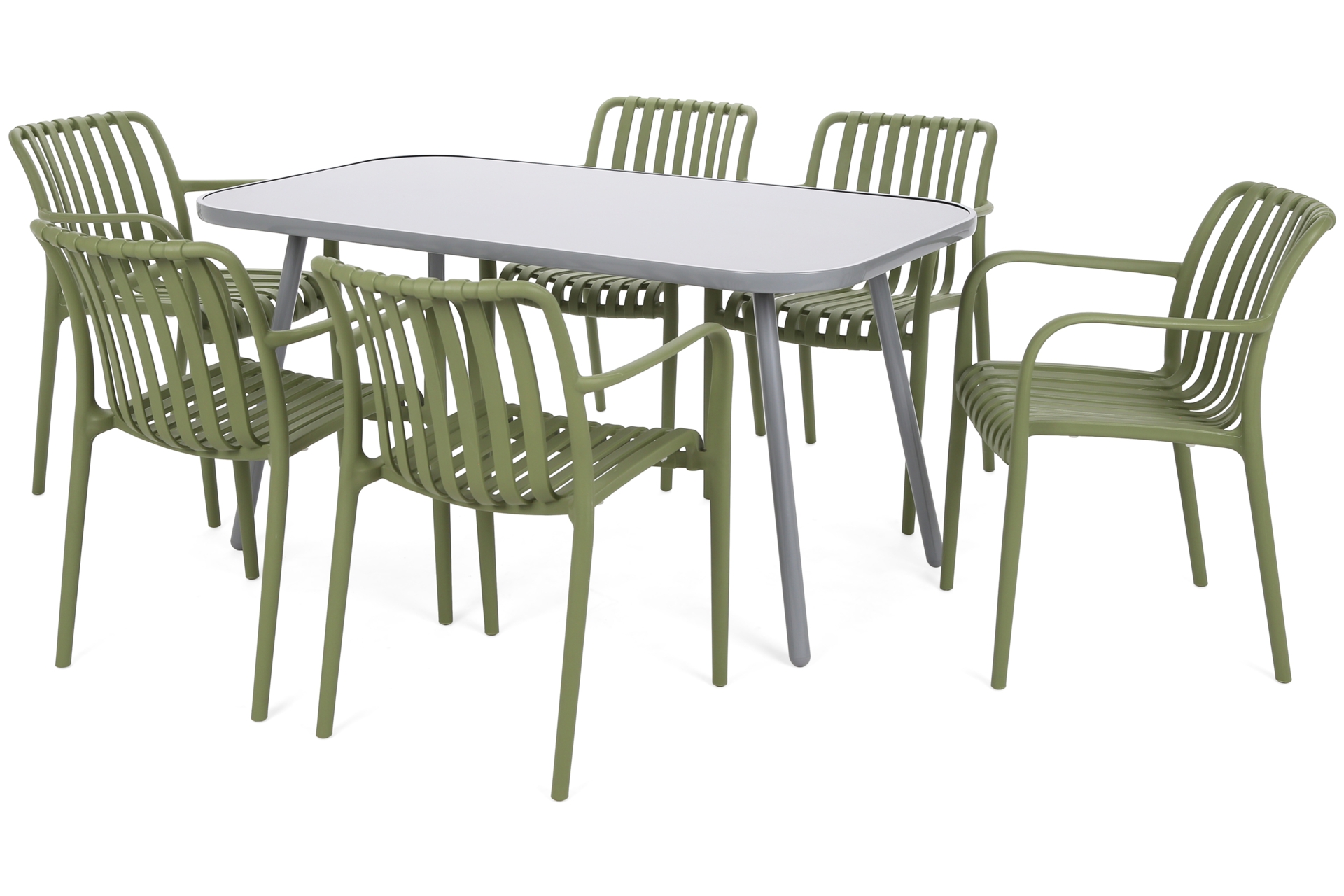 Meble ogrodowe Casablanca 145 cm Silver / Grey + Lomi Green 6+1