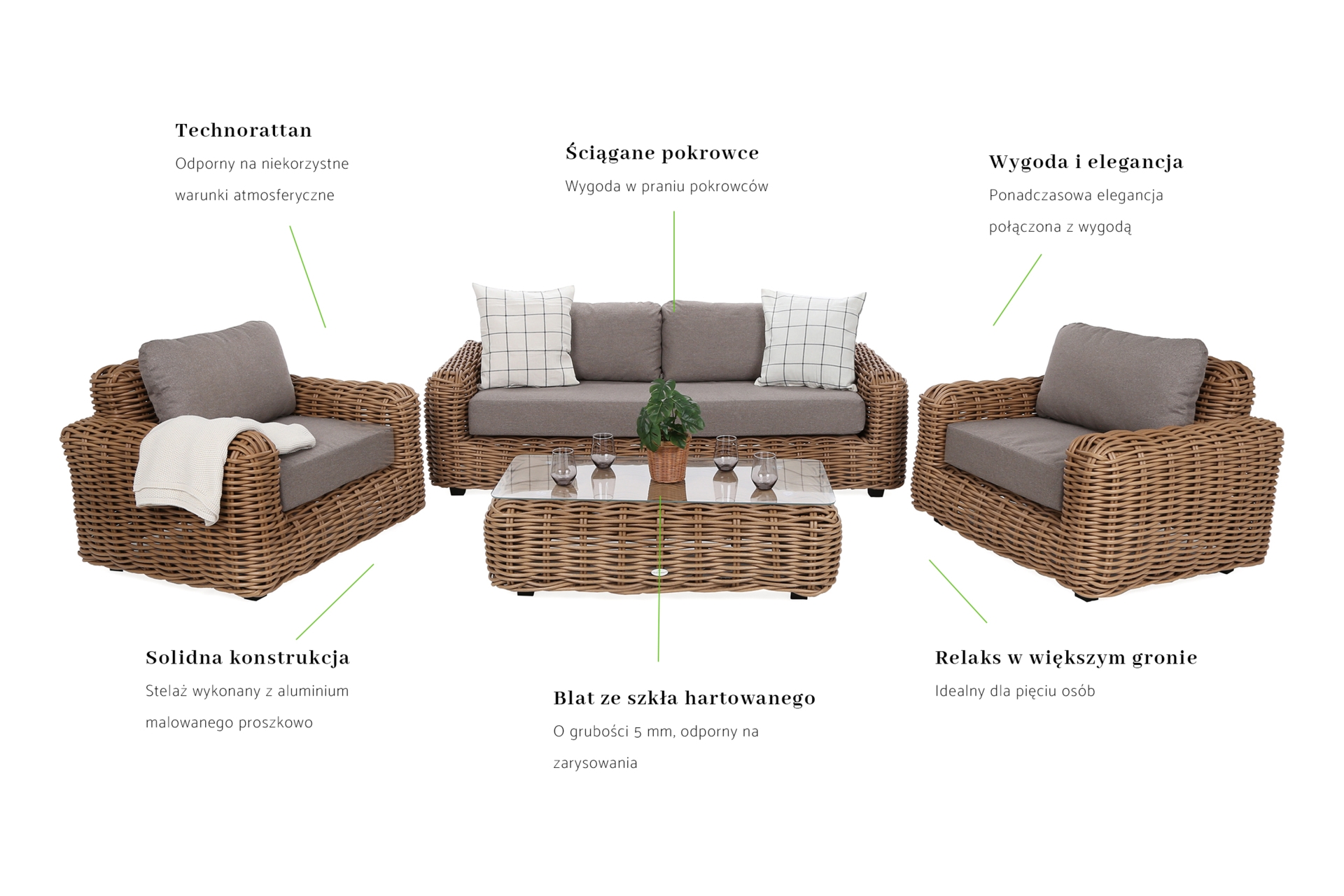 Meble ogrodowe technorattanowe Umbria Beige / Taupe Melange