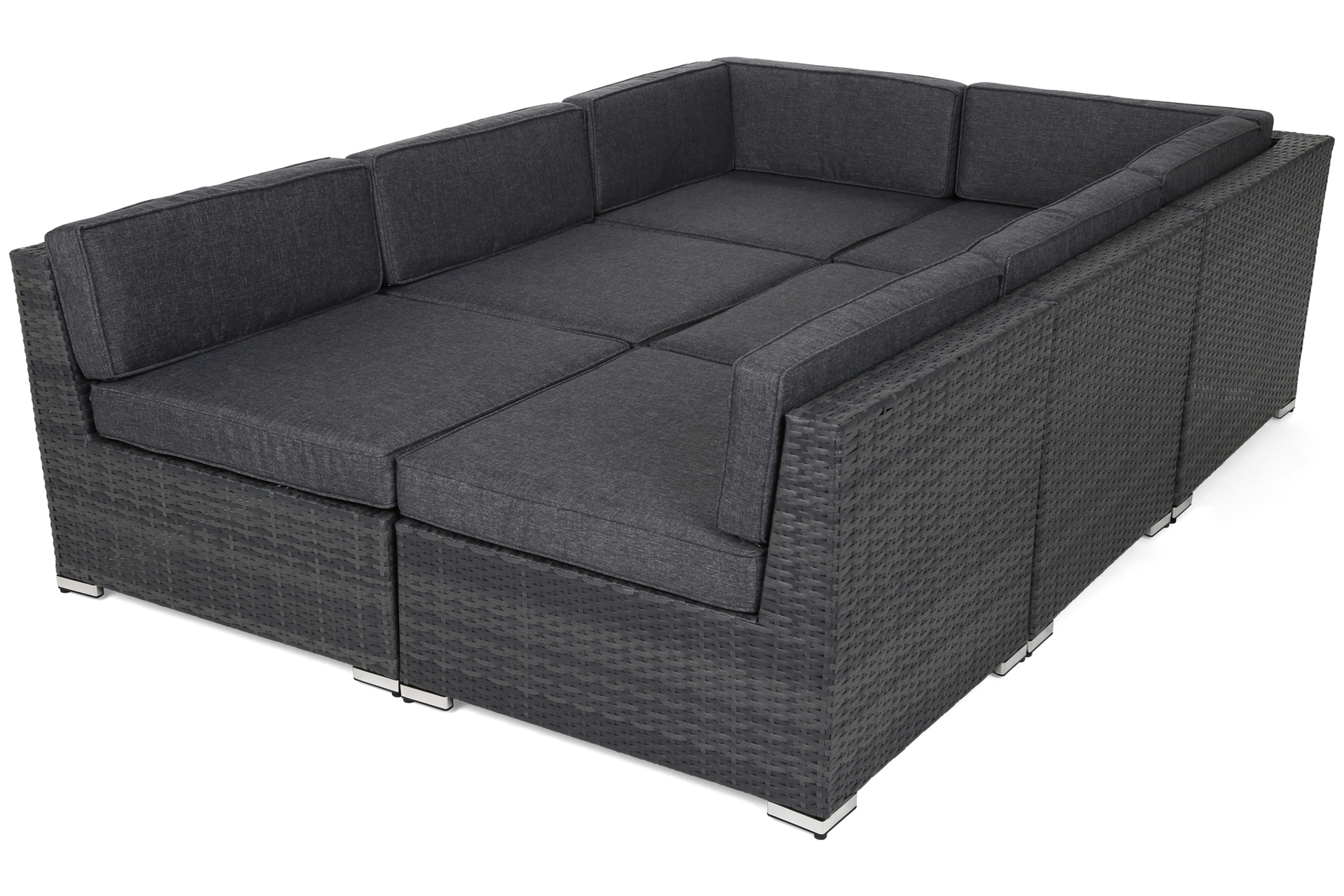 Narożnik modułowy z technorattanu Kansas Maxi Grey / Grey Melange - szary - dla 6 osób Narożnik modułowy z technorattanu Kansas Maxi Grey / Grey Melange