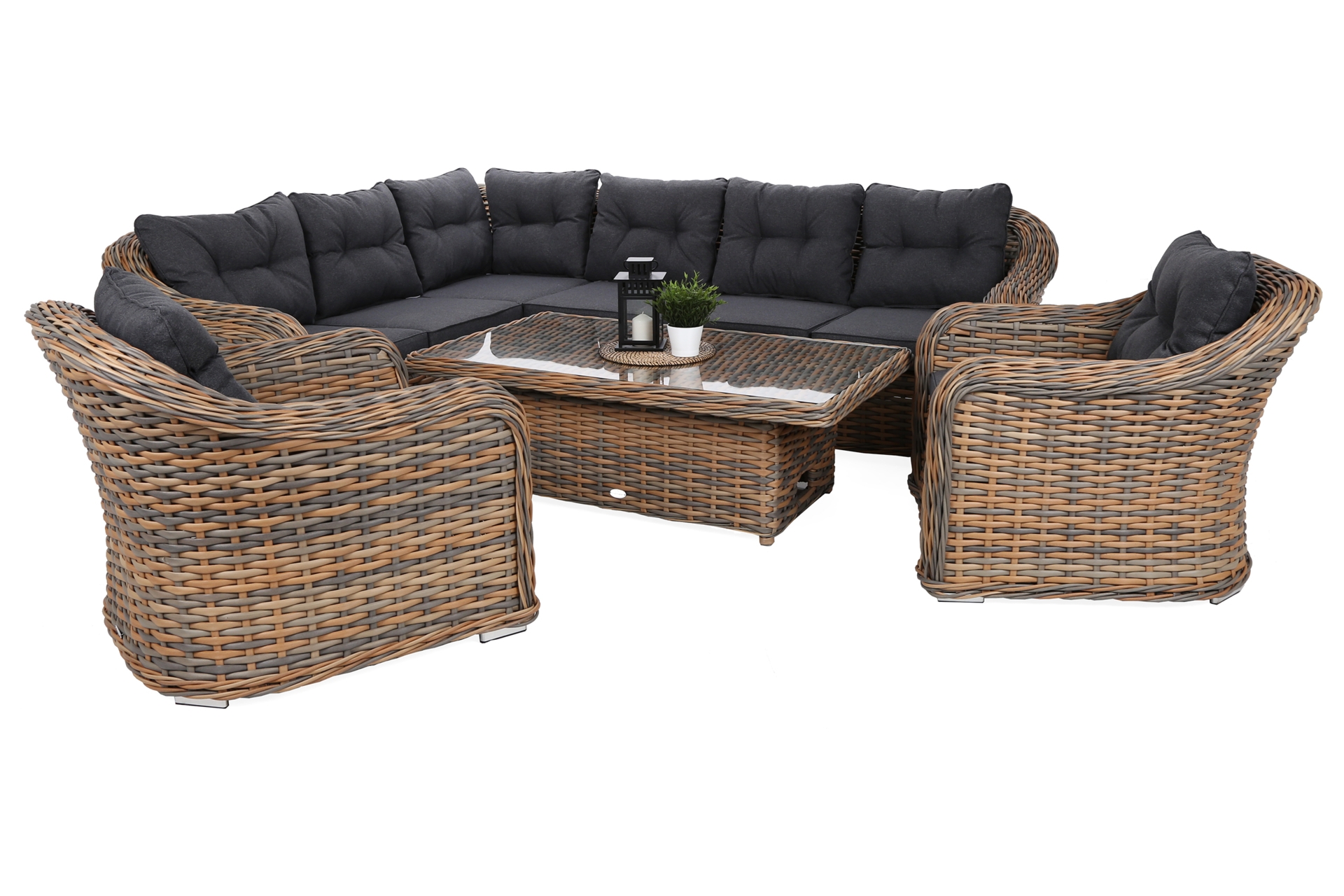 Narożny zestaw mebli ogrodowych Foggia Comfort Ginger Melange / Dark Grey