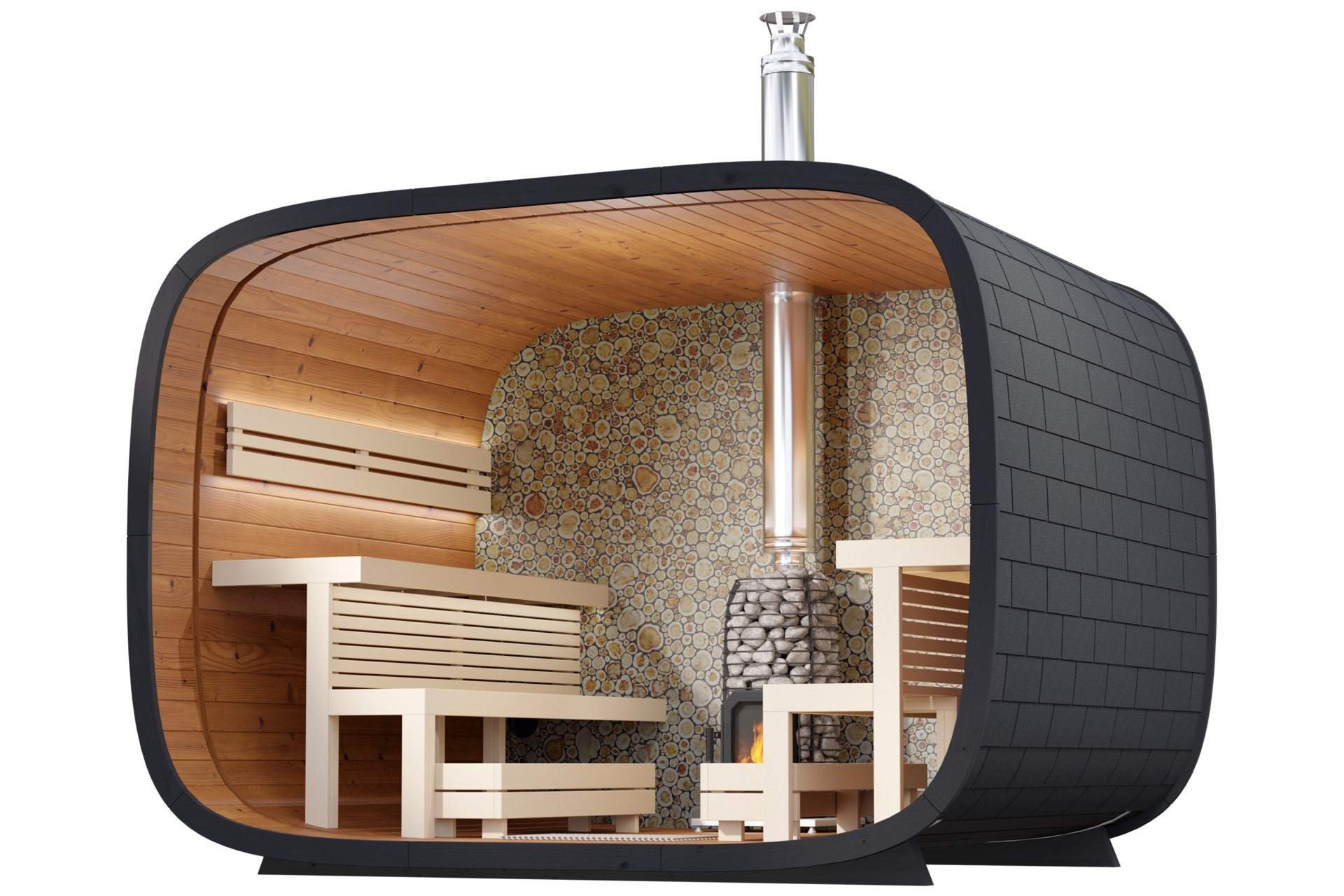 Sauna fińska zewnętrzna Leil® Saunas Round Cube Single 2.0 6-osobowa