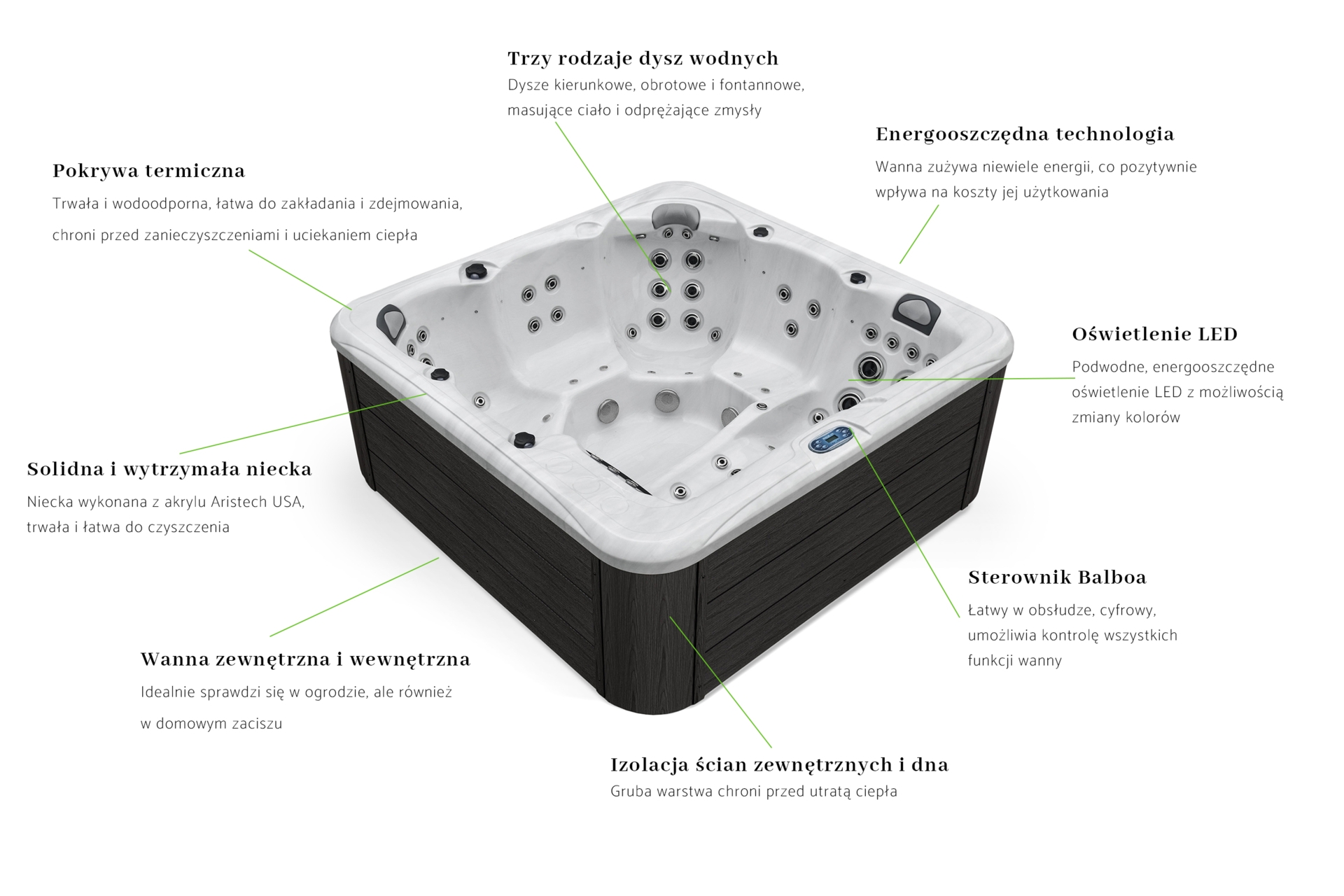 Wanna ogrodowa z hydromasażem Aquess Zenya 7102 6-osobowa