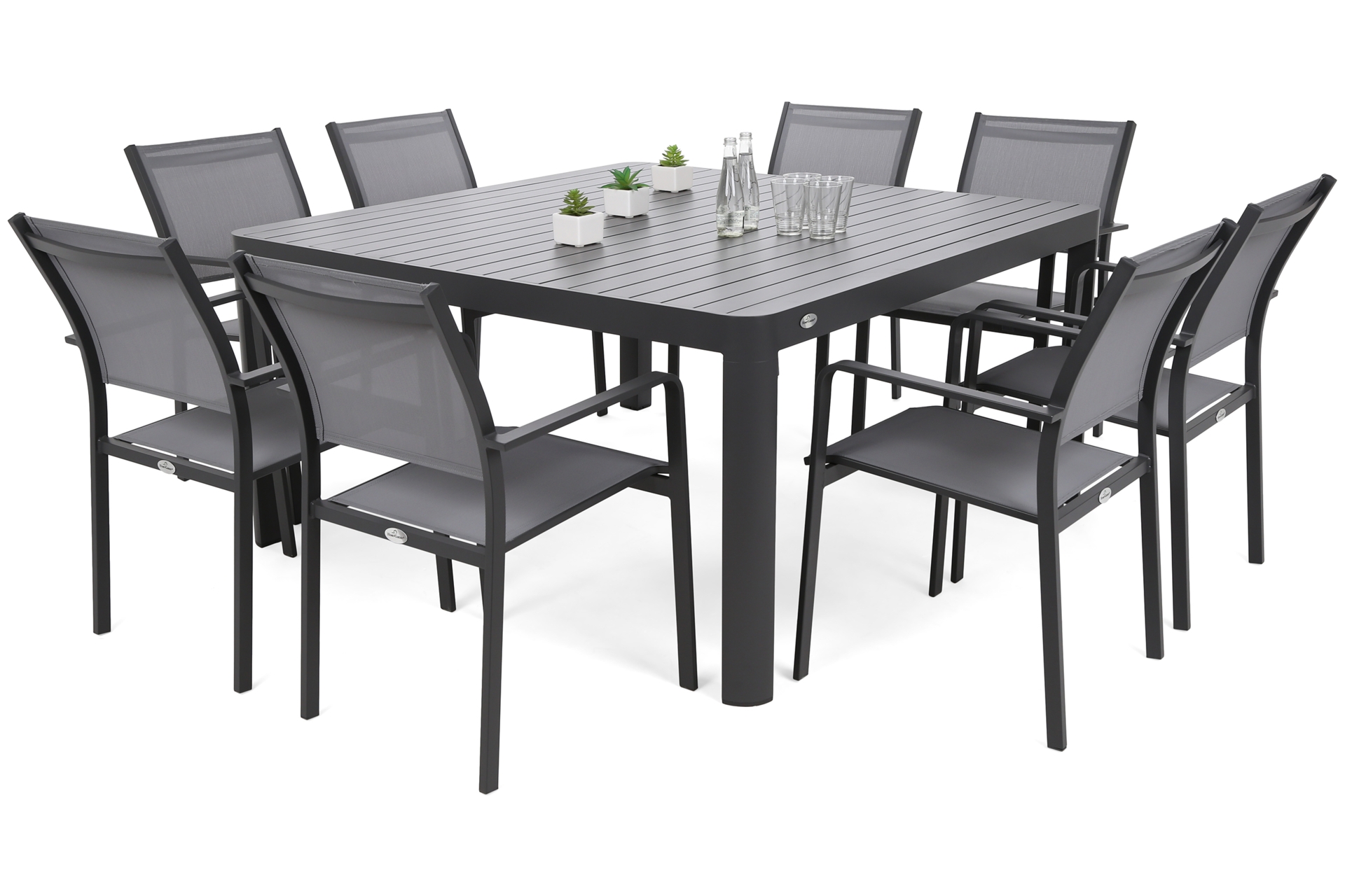 Meble ogrodowe aluminiowe Katania Square Grey / Window Grey 8+1