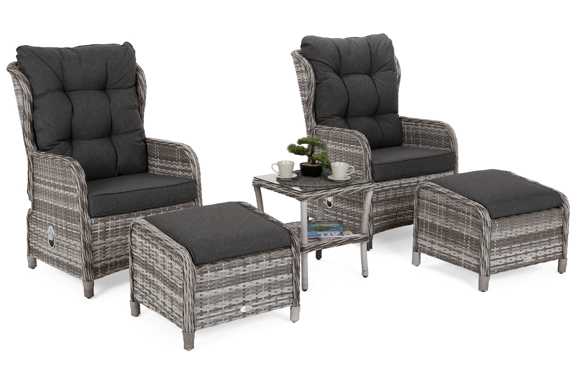 Meble ogrodowe technorattanowe Sofia jasnoszare dwuosobowe Meble ogrodowe technorattanowe Sofia Light Grey / Grey Melange