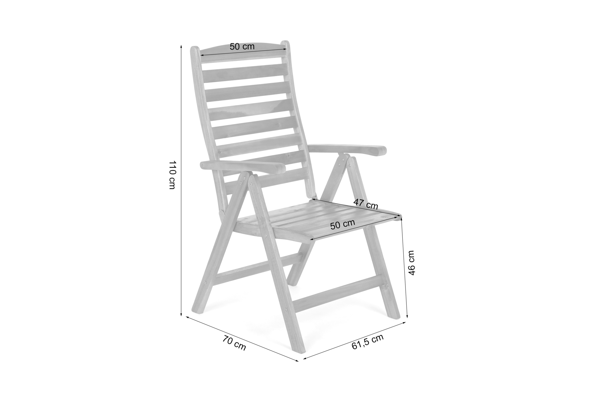 Krzesło ogrodowe drewniane składane Akacja wielopozycyjne