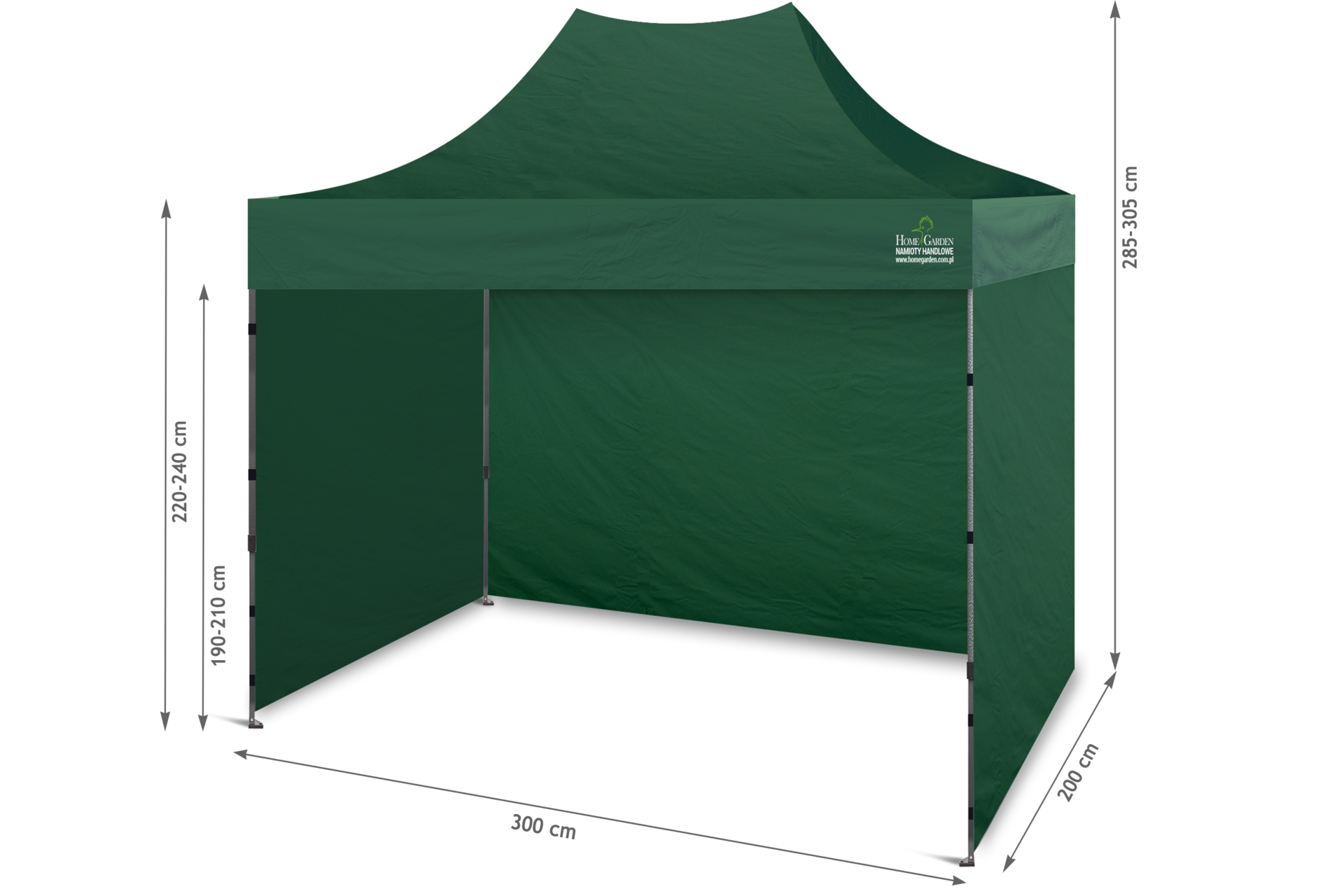 Namiot handlowy 300 x 200 cm zielony