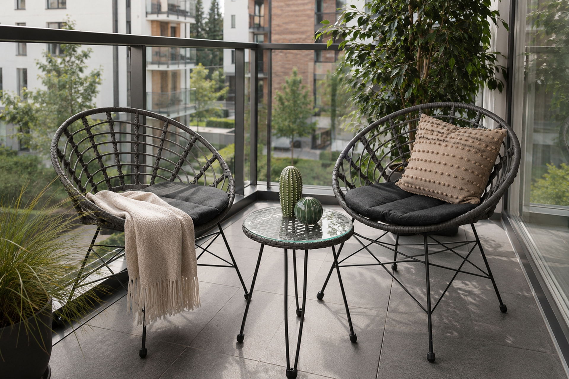 Meble balkonowe technorattanowe Zanzibar Grey / Grey
