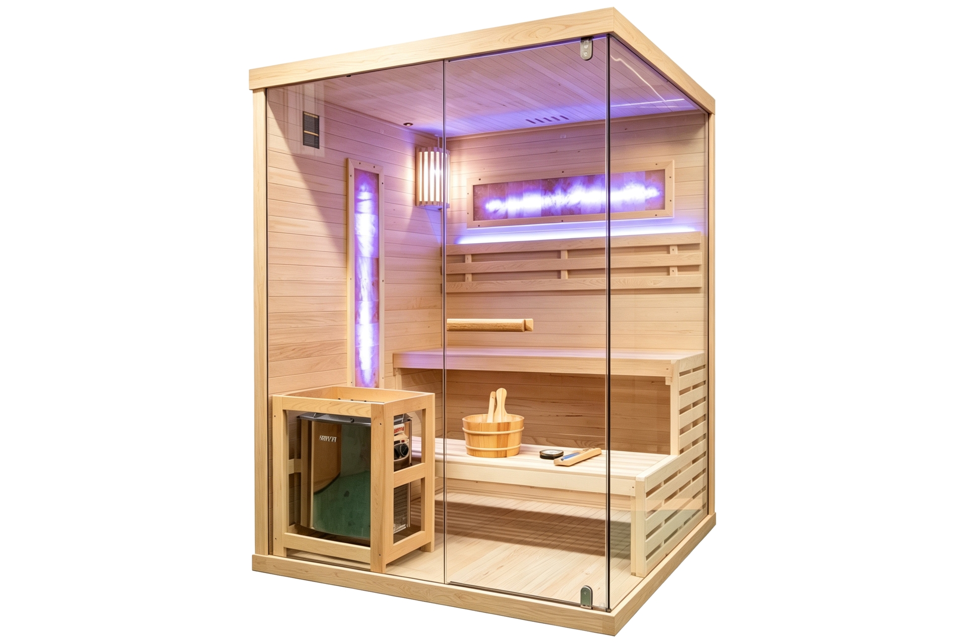 Sauna fińska narożna Nordum Pure 4-osobowa naturalna
