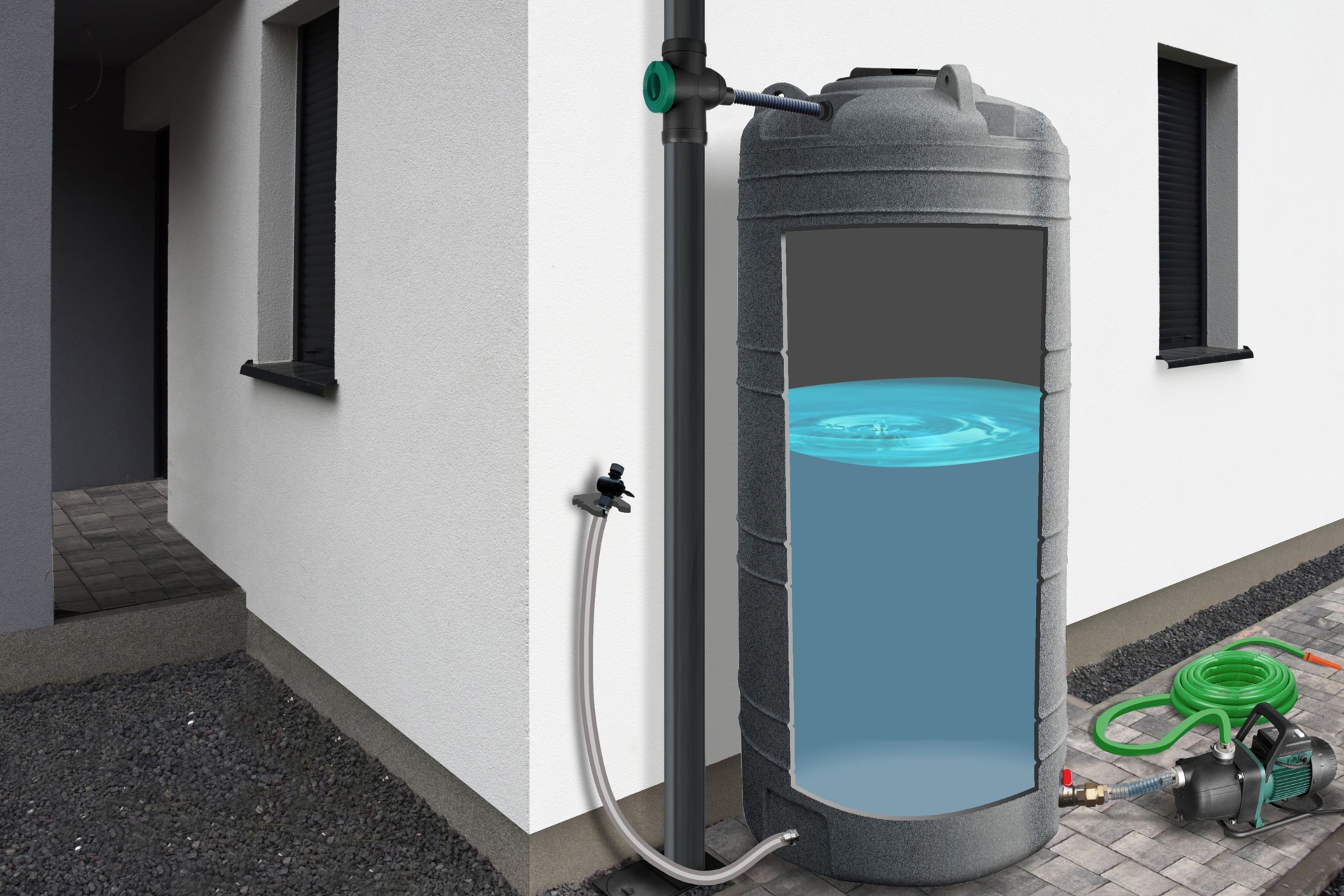 Zbiornik na deszczówkę MPI Grande 1000 l czarny granit