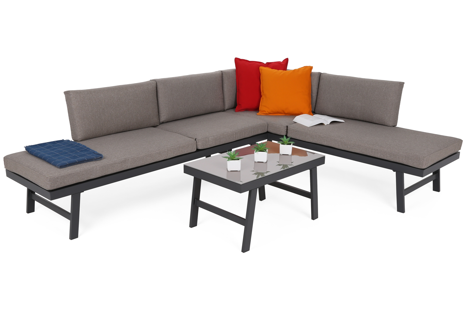 Narożnik ogrodowy aluminiowy Porto Grey / Taupe