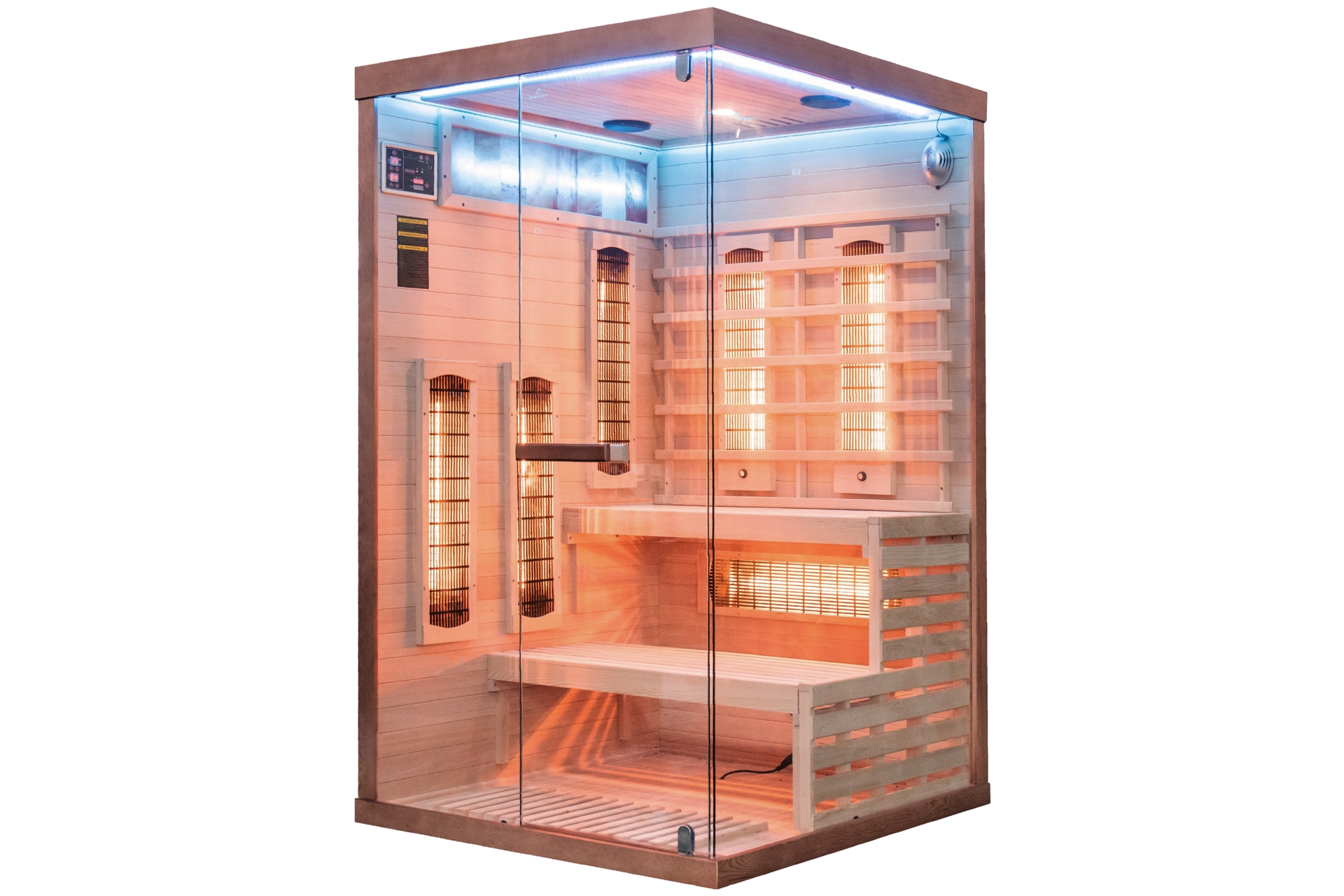 Sauna infrared narożna Nordum Pure 2-osobowa brązowa