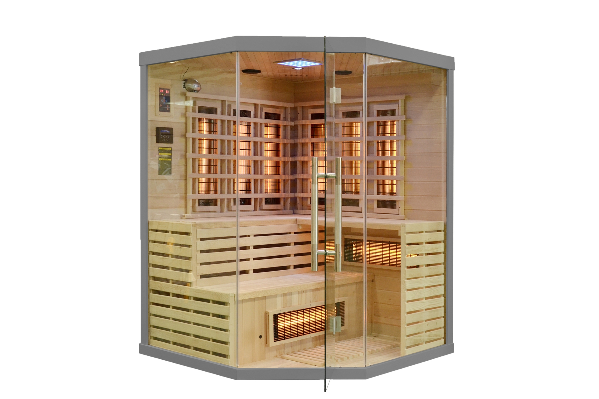 Sauna infrared narożna Nordum Solea 4-osobowa szara