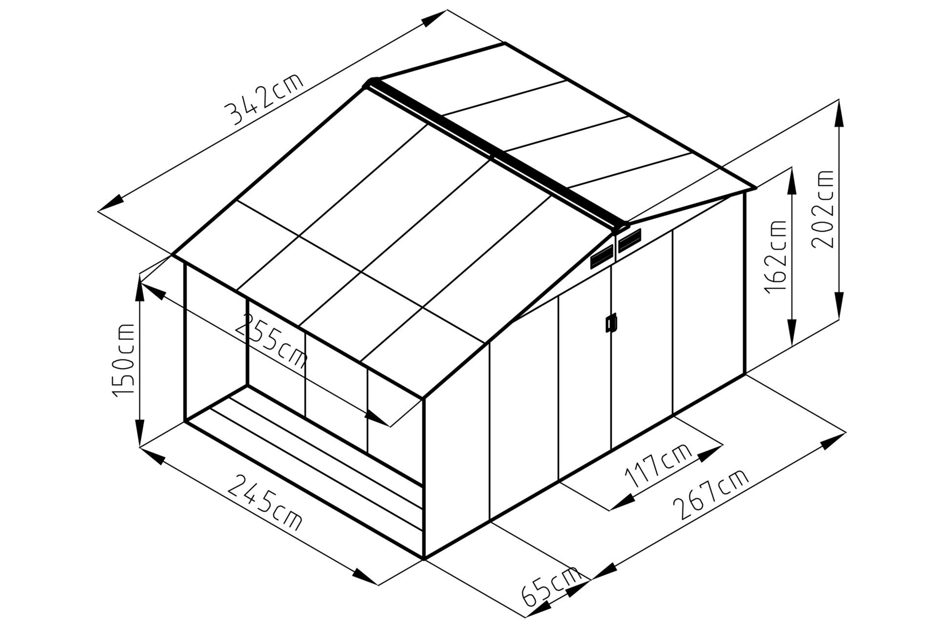Domek narzędziowy Stockholm 342 x 255 cm Grey z drewutnią
