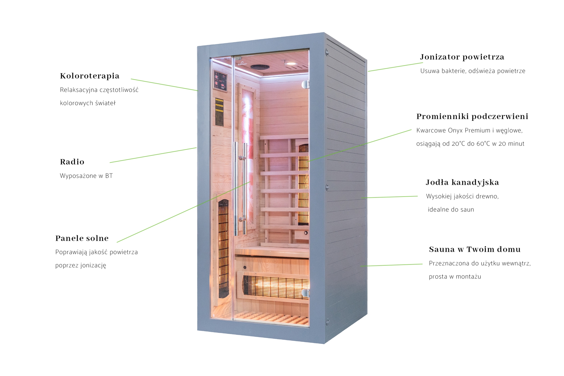 Sauna infrared Nordum Solea 1-osobowa szara