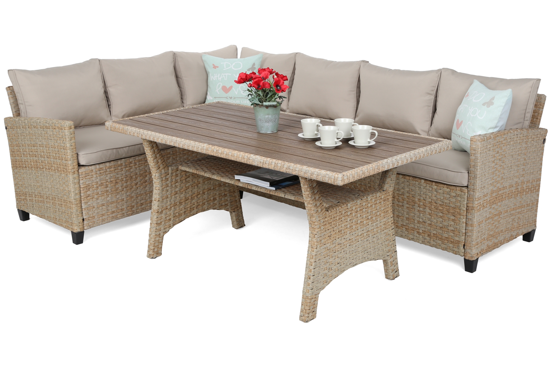 Narożnik ogrodowy technorattanowy Lagos Beige / Ecru