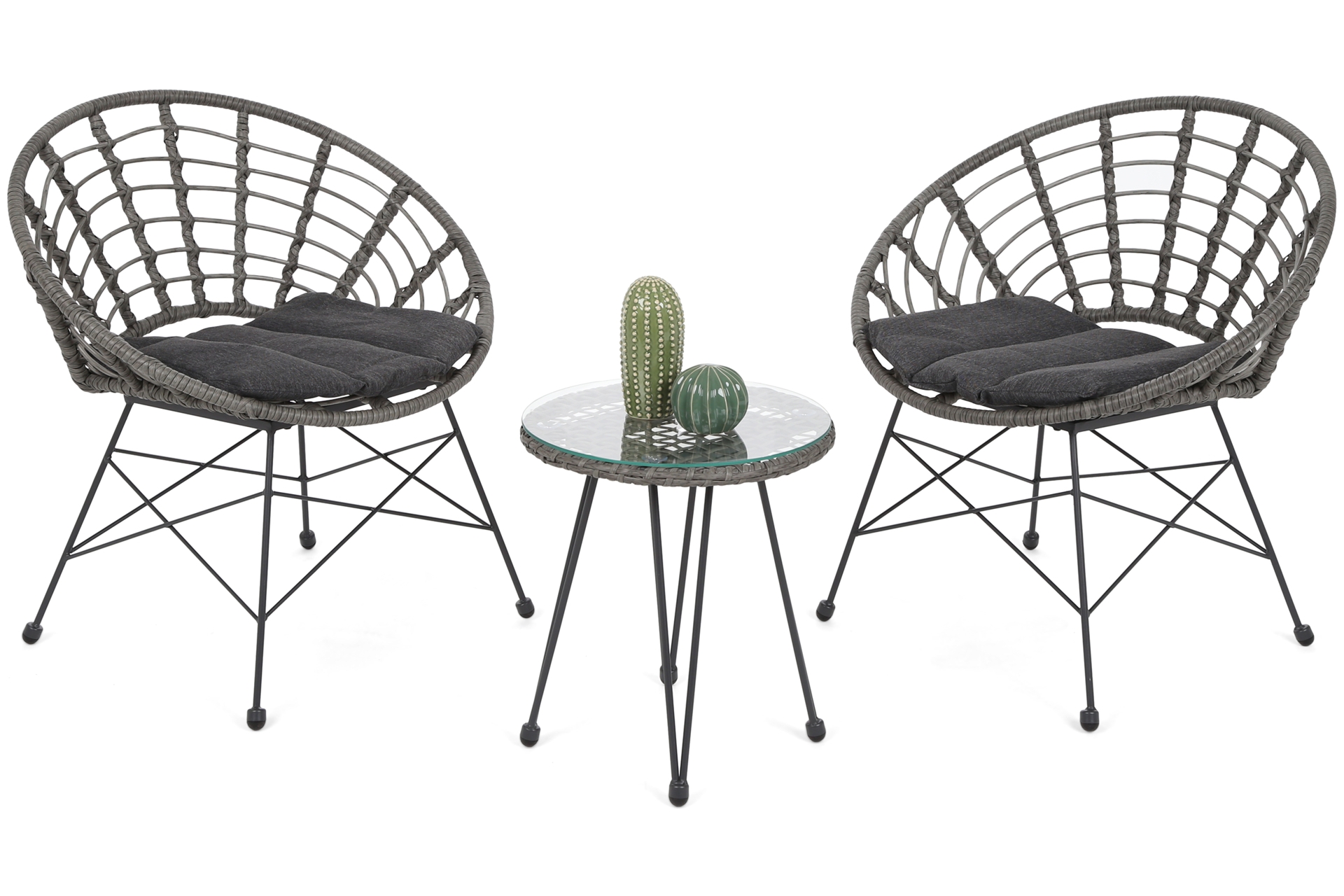 Meble balkonowe technorattanowe Zanzibar Grey / Grey