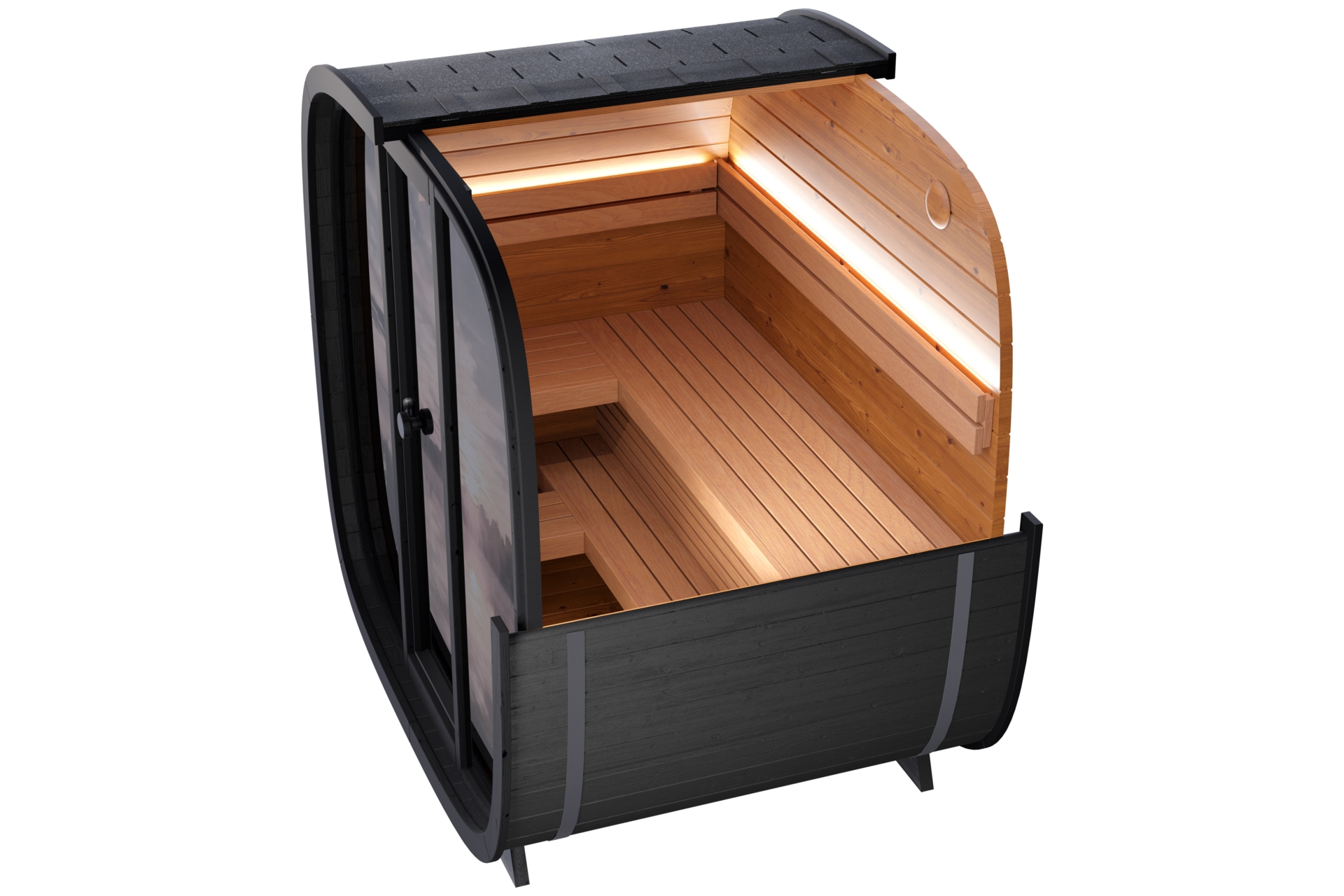 Sauna fińska zewnętrzna Leil® Saunas Black Cube Classic 4-osobowa