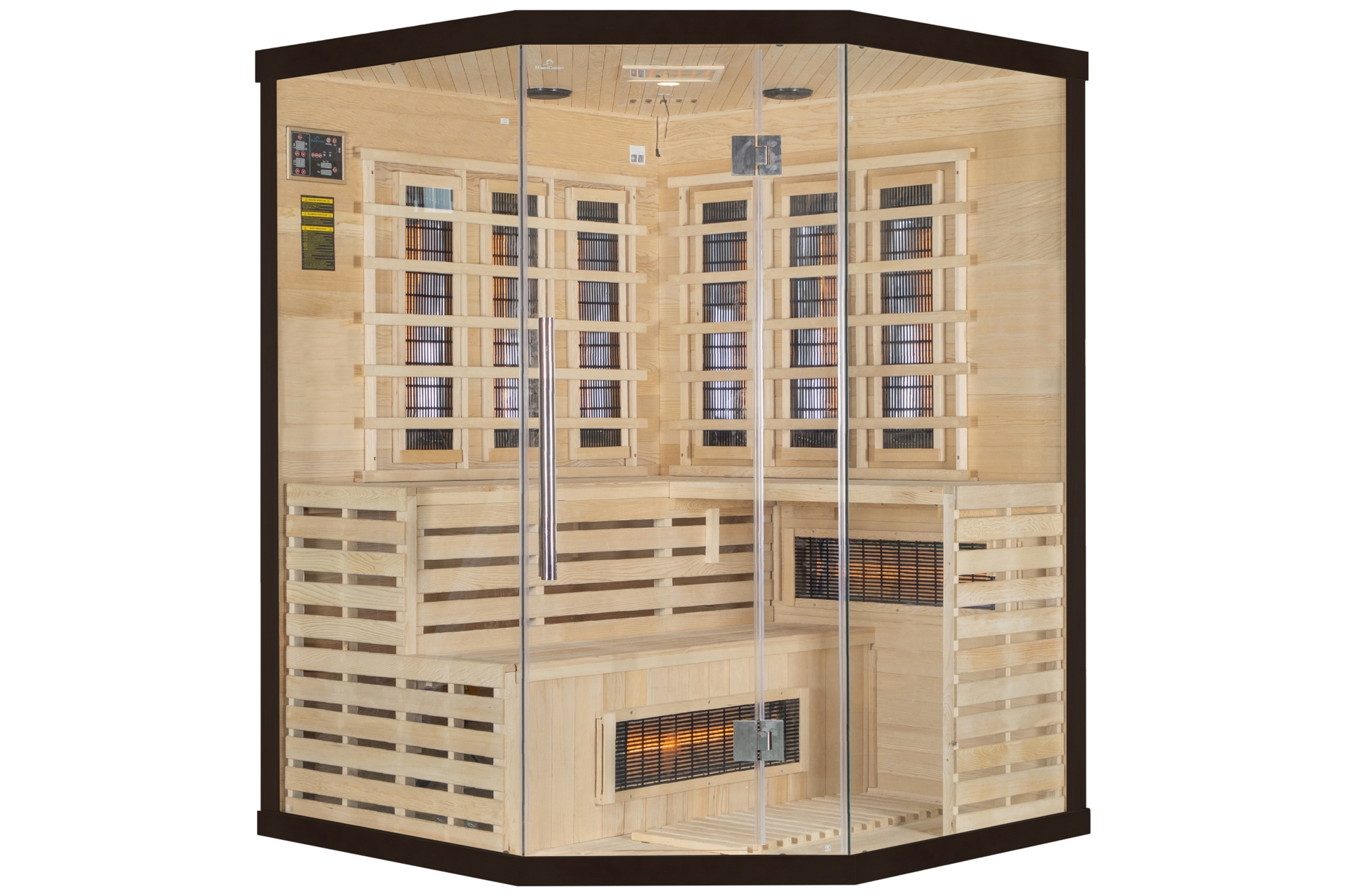 Sauna infrared narożna Nordum Solea 4-osobowa czarna - drewniana Sauna infrared narożna Nordum Solea 4-osobowa czarna