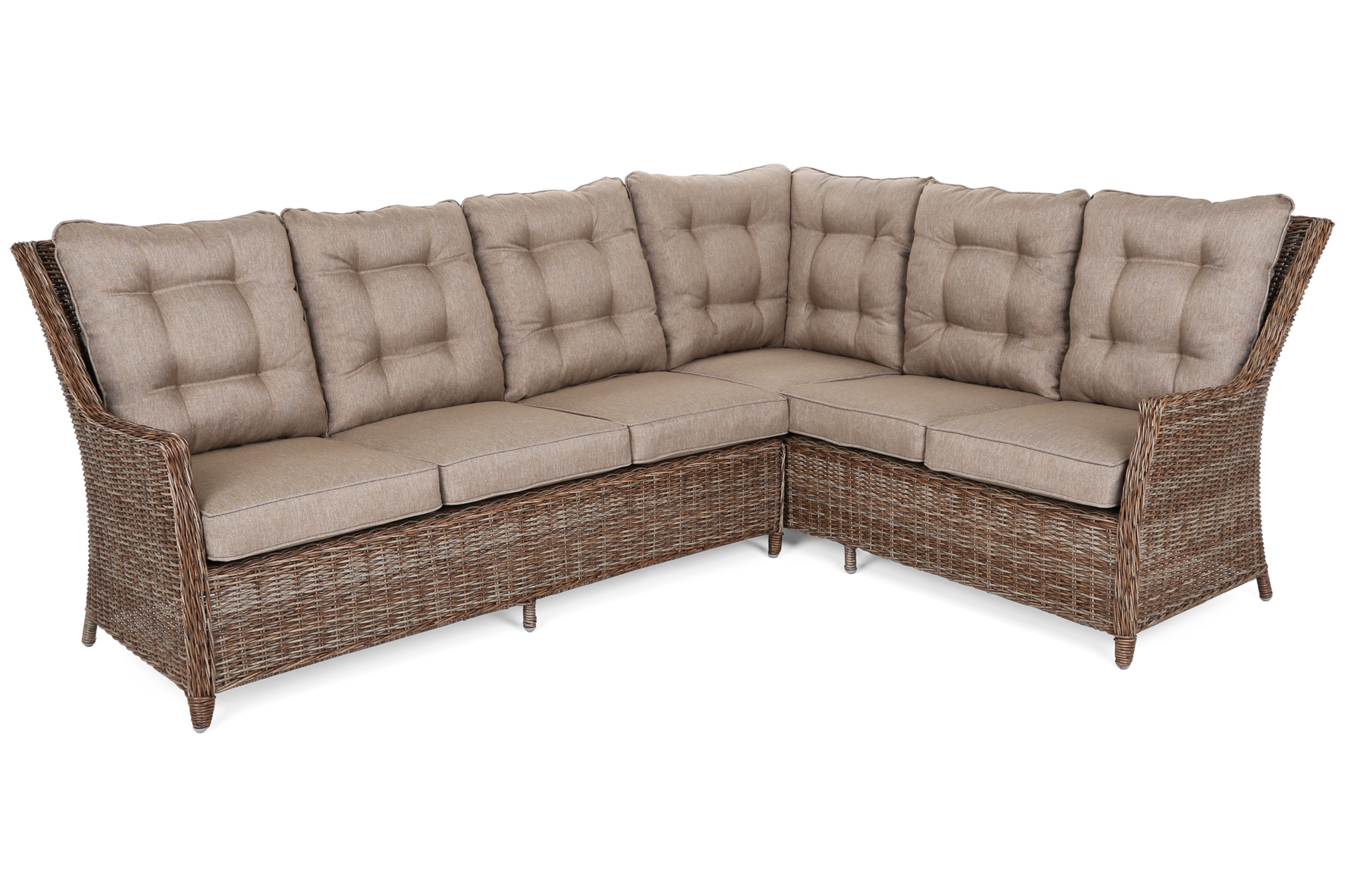 Narożny zestaw mebli ogrodowych prawy Alicante Ginger / Brown Melange z pufami - dla 9 osób Narożny zestaw mebli ogrodowych prawy Alicante Ginger / Brown Melange z pufami