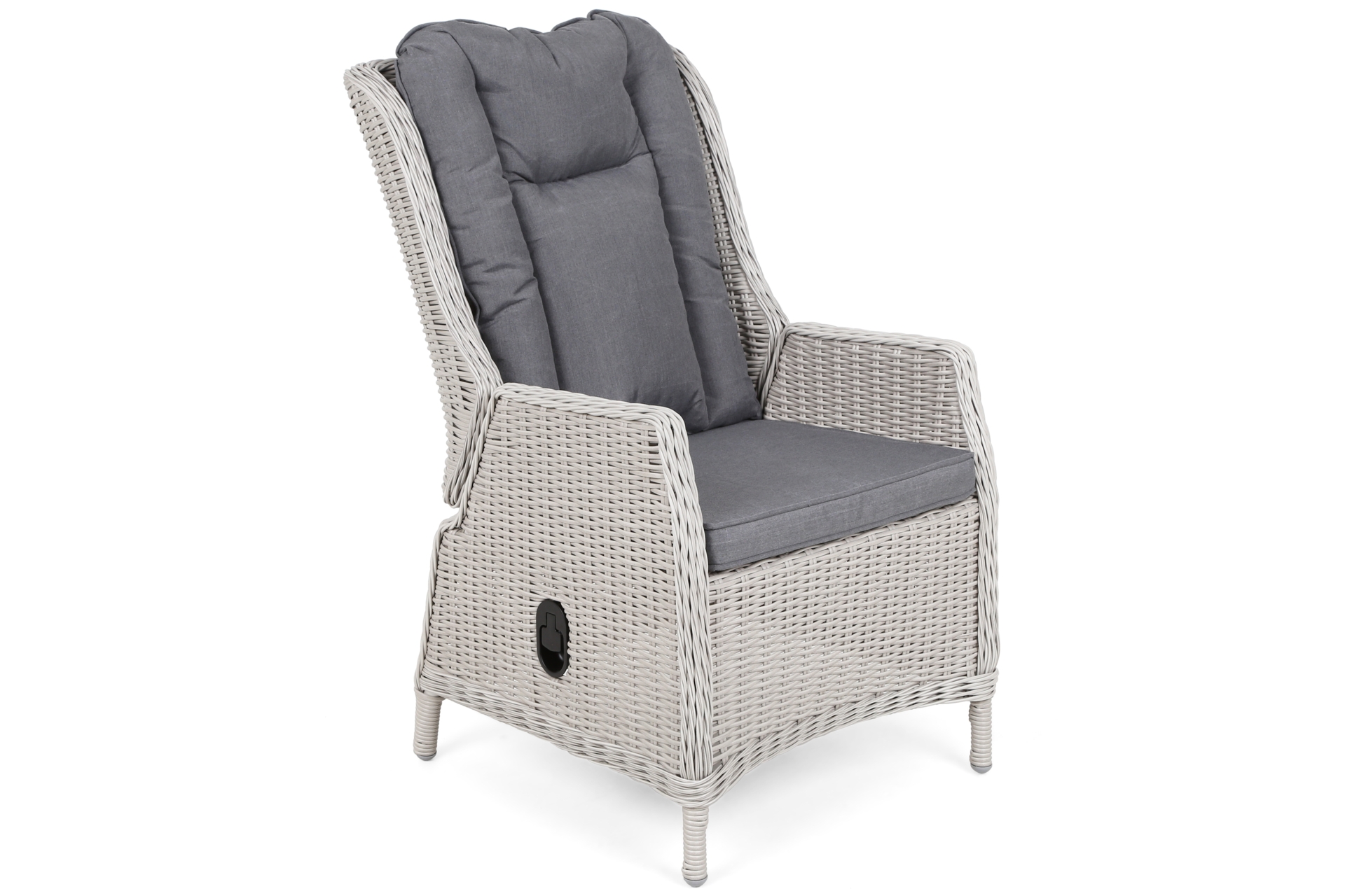 Fotel z regulowanym oparciem technorattan Bristol Relax - biały Fotel technorattanowy Bristol Relax White / Grey