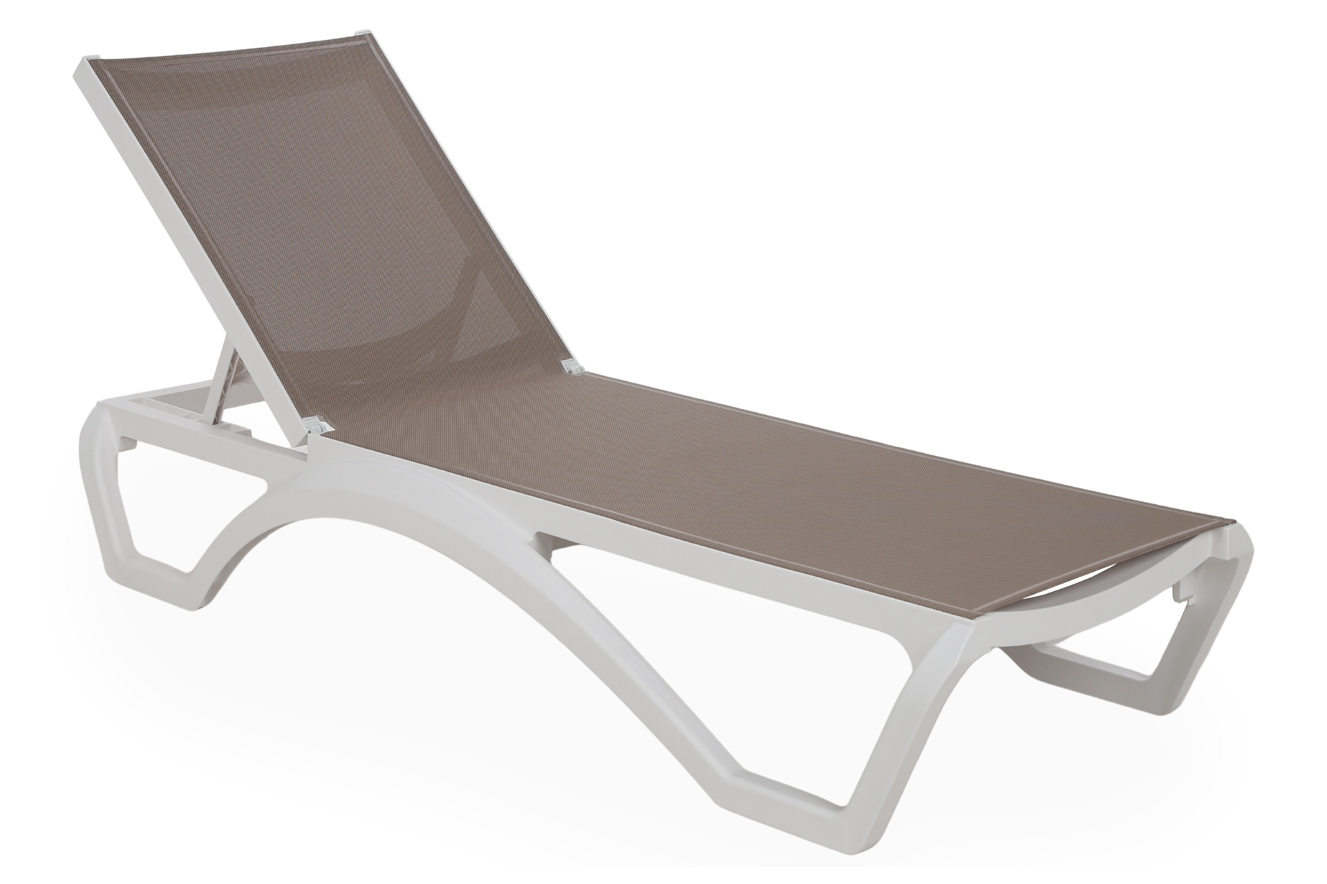 Zestaw leżaków ogrodowych Monako White / Taupe ze stolikiem 
