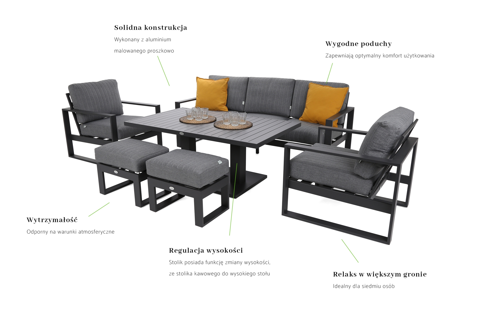 Meble ogrodowe aluminiowe Sorrento Grey / Grey Melange