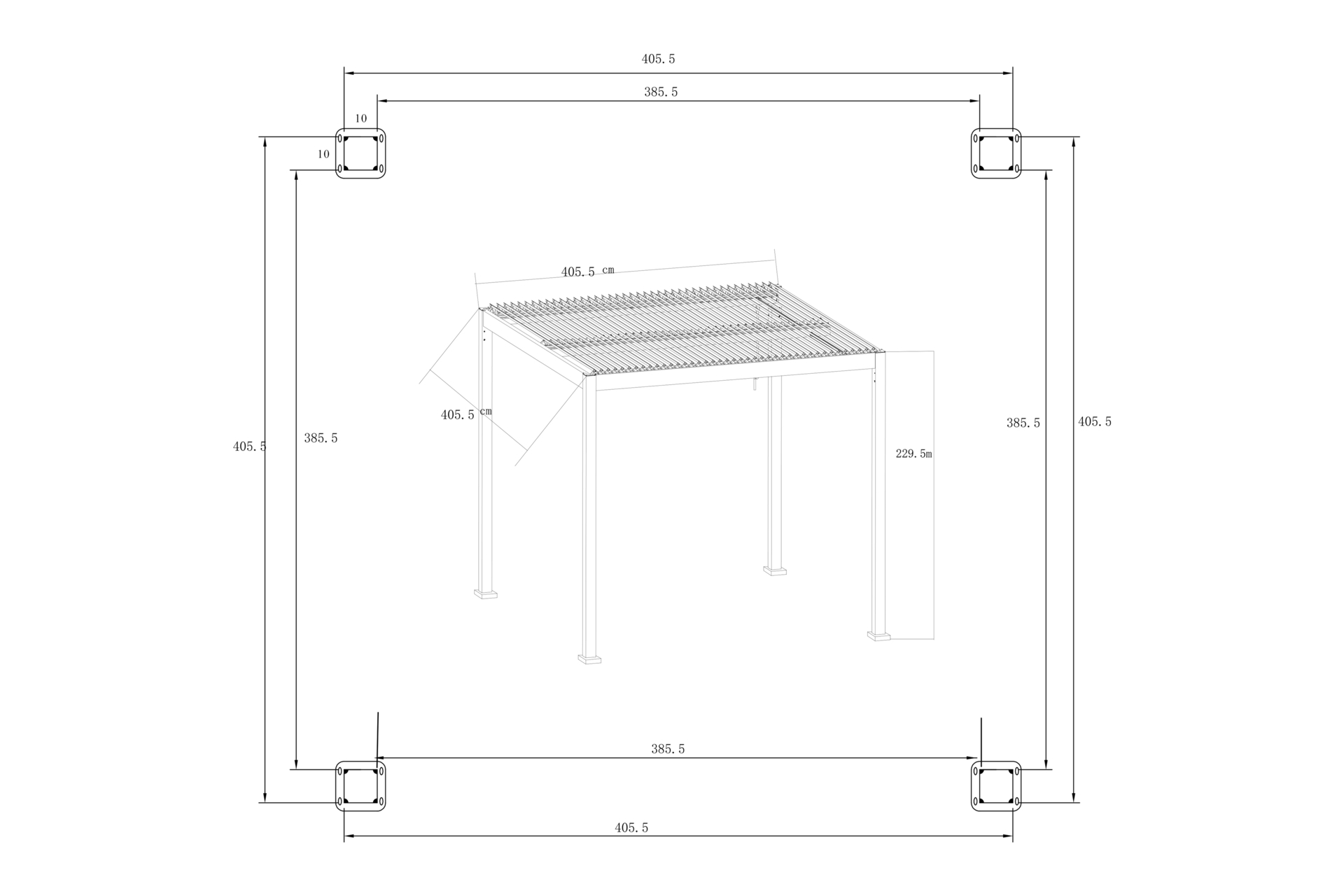 Pergola ogrodowa aluminiowa Bermeo 400 x 400 cm