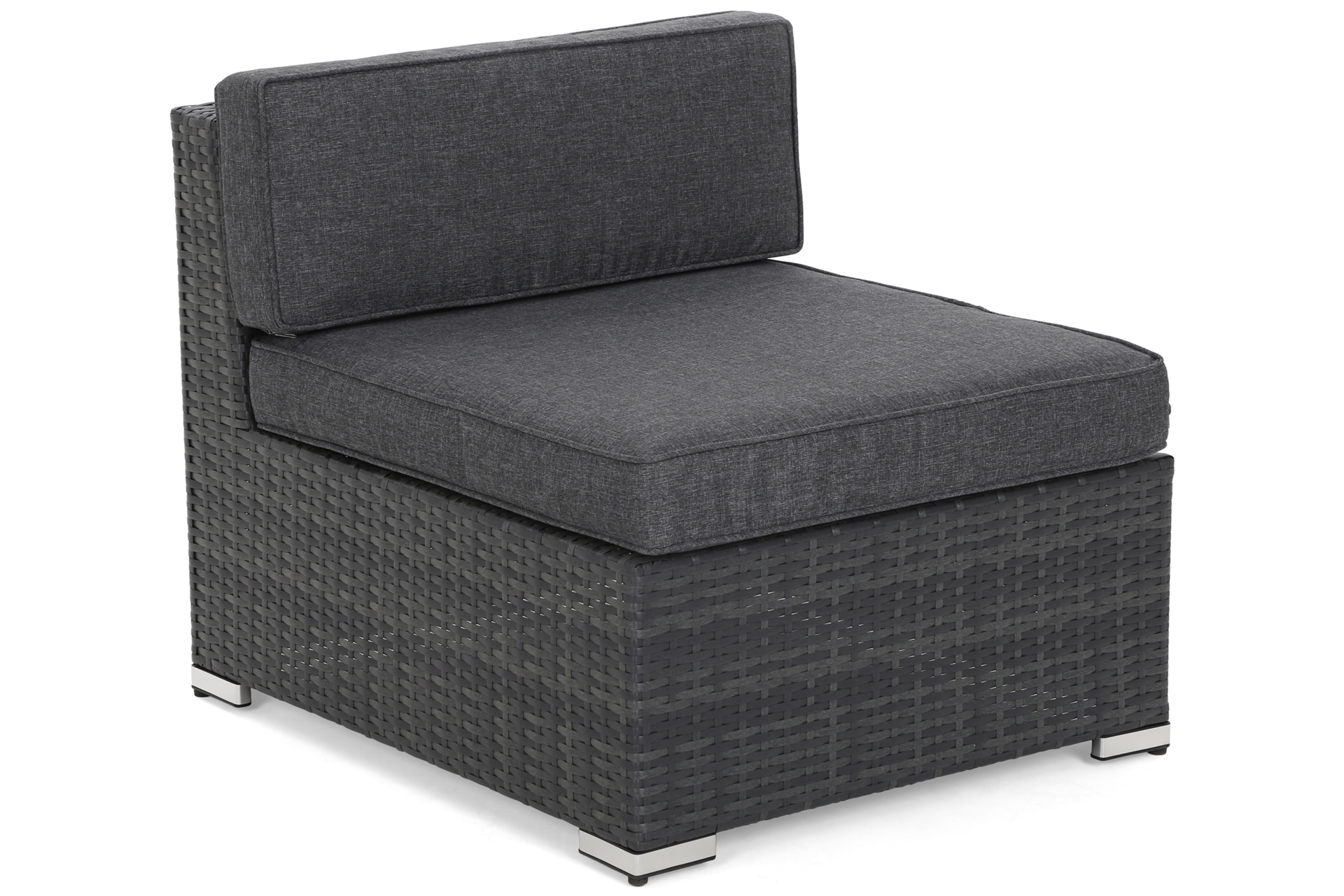 Narożnik modułowy z technorattanu Kansas Maxi Grey / Grey Melange - szary - dla 6 osób Narożnik modułowy z technorattanu Kansas Maxi Grey / Grey Melange