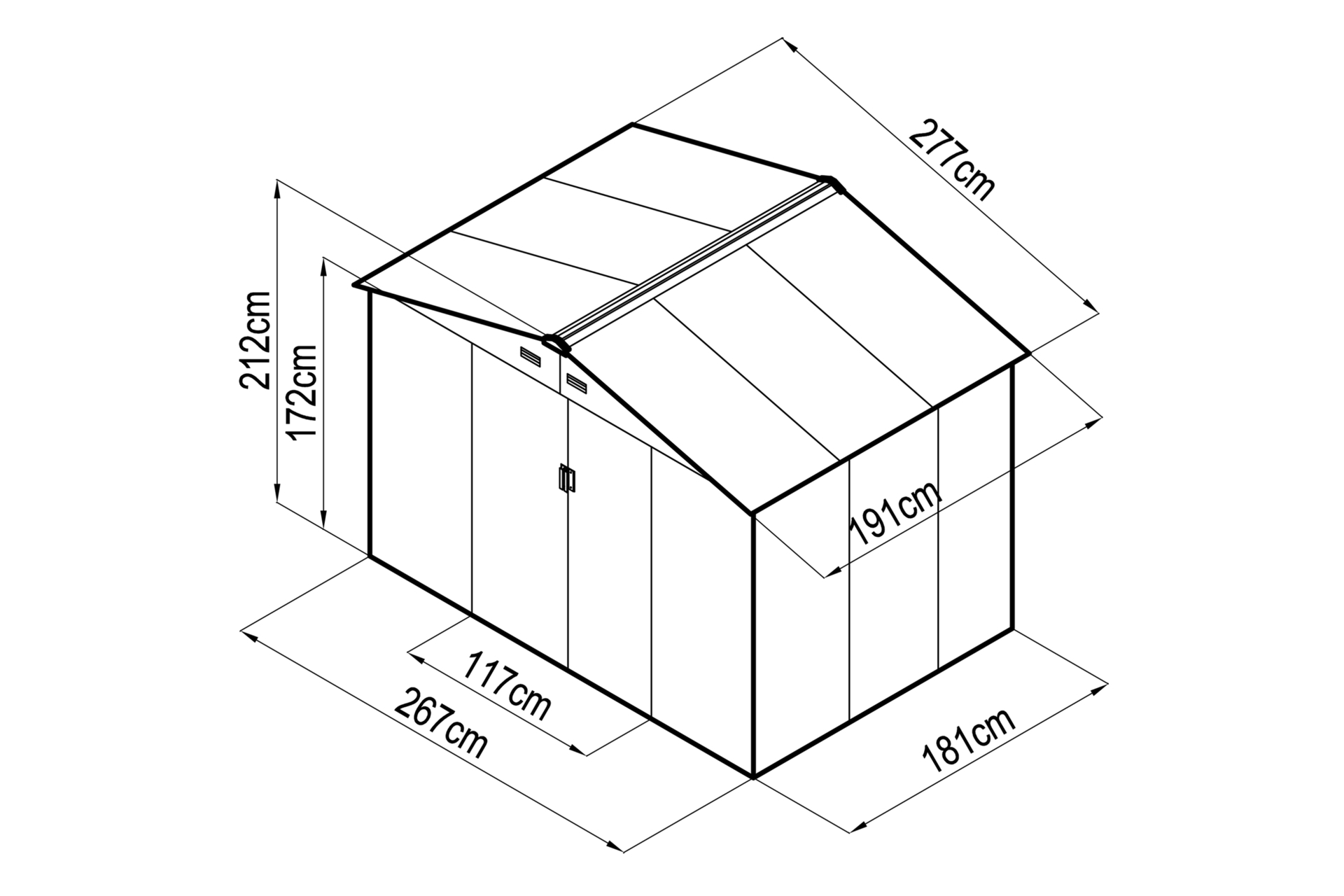 Domek narzędziowy szary Oslo 277 x 191 cm Domek narzędziowy Oslo 277 x 191 cm Grey
