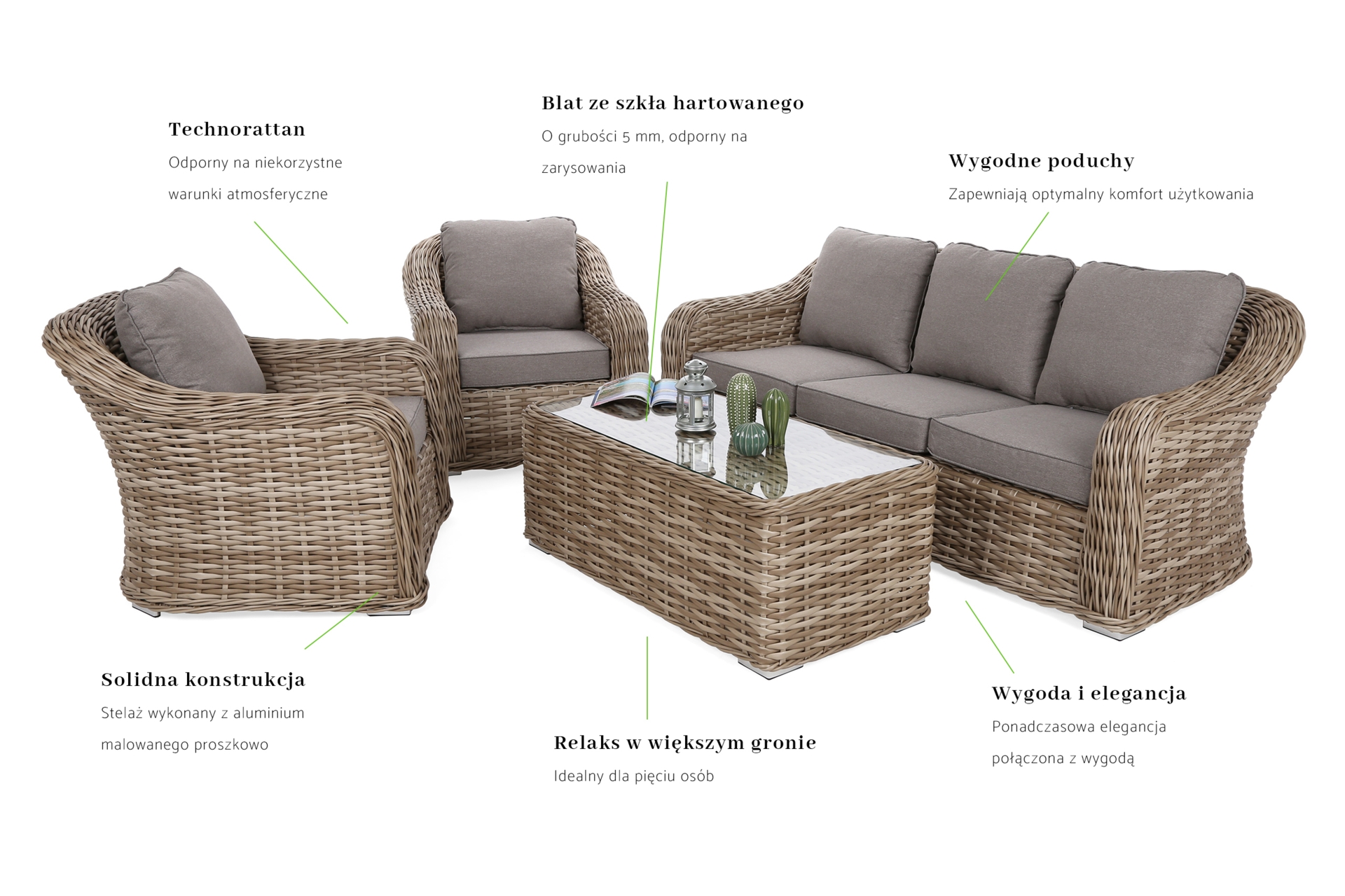 Meble ogrodowe technorattanowe Foggia Beige / Beige Melange