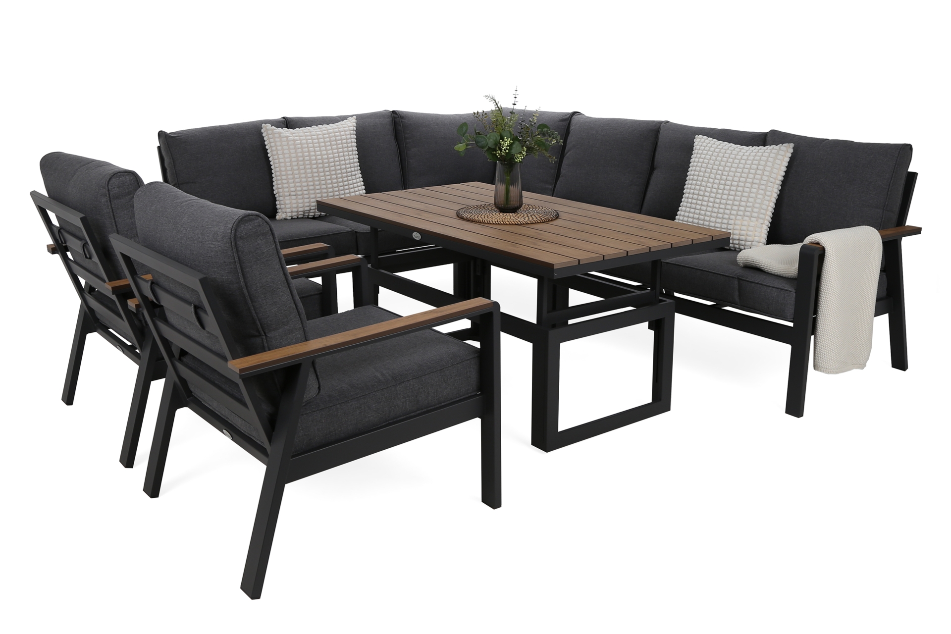 Narożne meble aluminiowe Turyn Dark Grey / Grey Melange