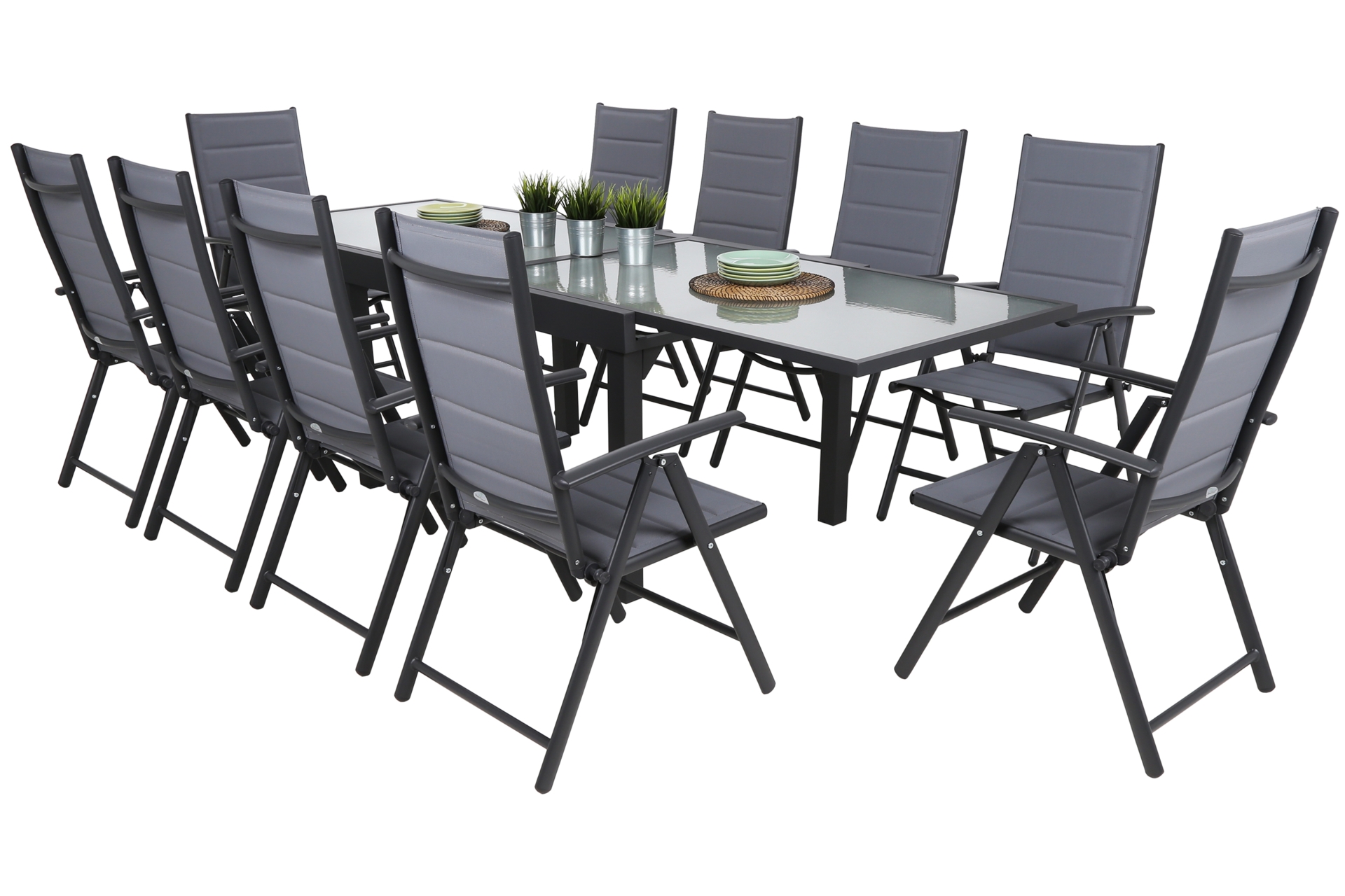 Meble ogrodowe aluminiowe Orlando Grey Ibiza Grey / Window Grey 10+1