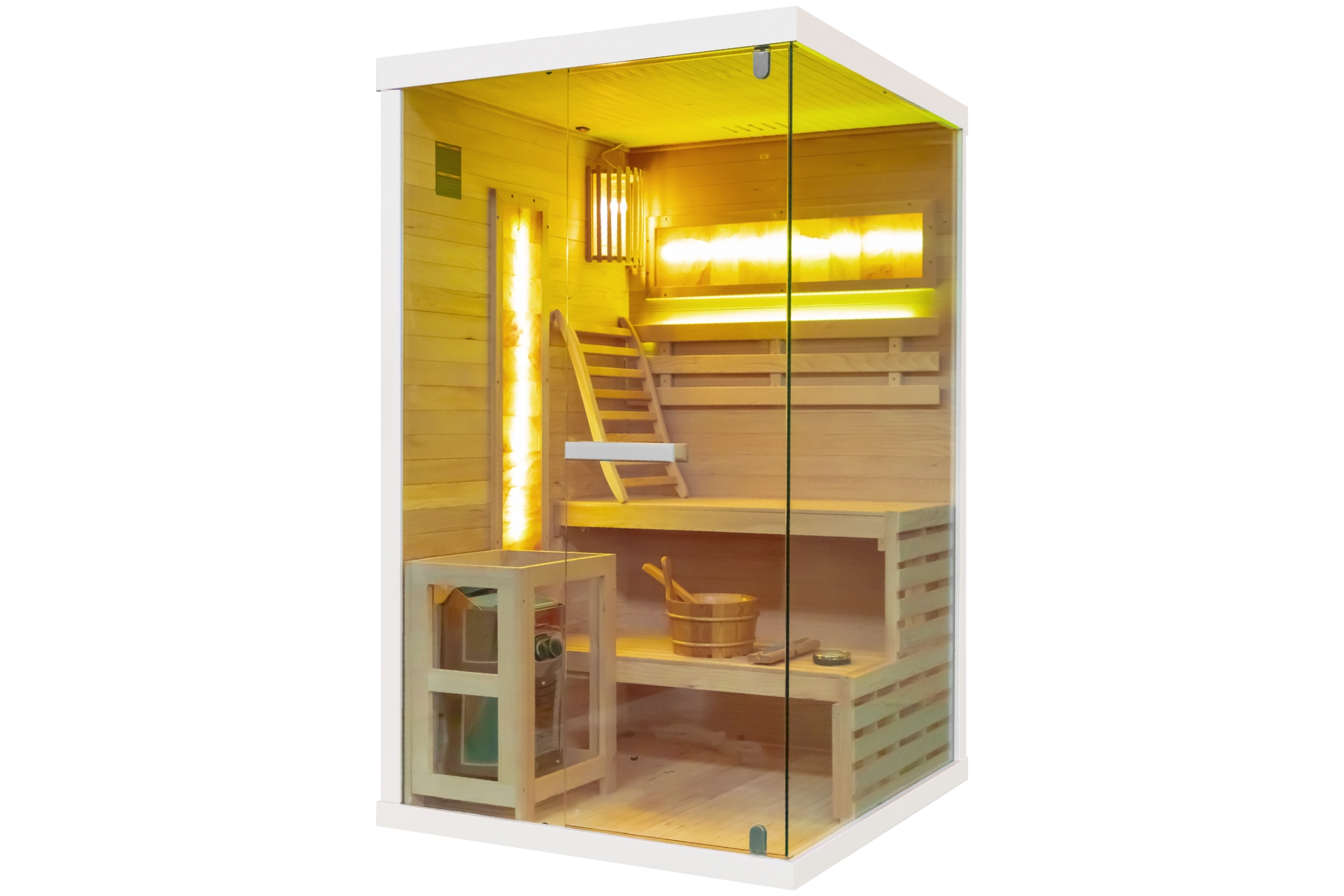 Sauna fińska narożna Nordum Pure 2-osobowa biała