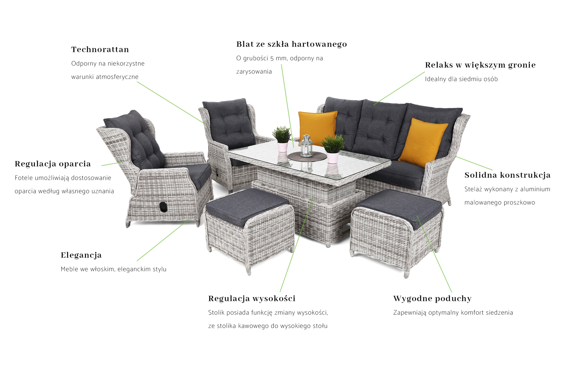 Meble ogrodowe technorattanowe Memfis Light Grey / Grey Melange