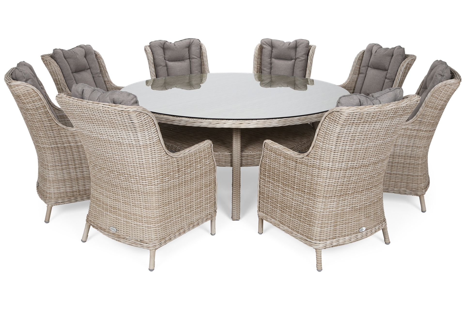Meble ogrodowe technorattanowe Bristol Round Elegant 180 cm Beige / Beige Melange 8+1 - beżowe - dla 8 osób Meble ogrodowe technorattanowe Bristol Round Elegant 180 cm Beige / Beige Melange 8+1
